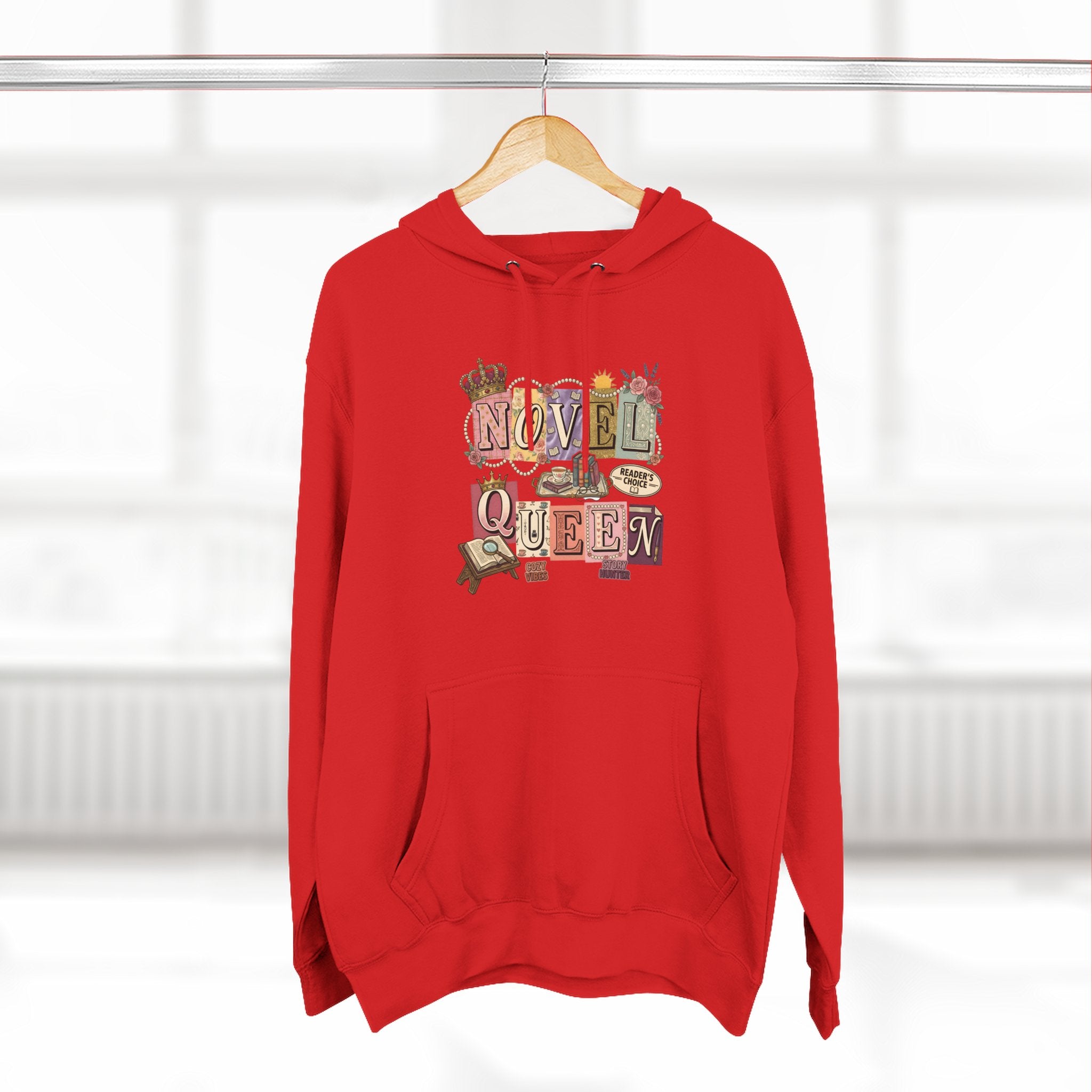 Novel Queen Hoodie — Vintage Book Lover Graphic Pullover
