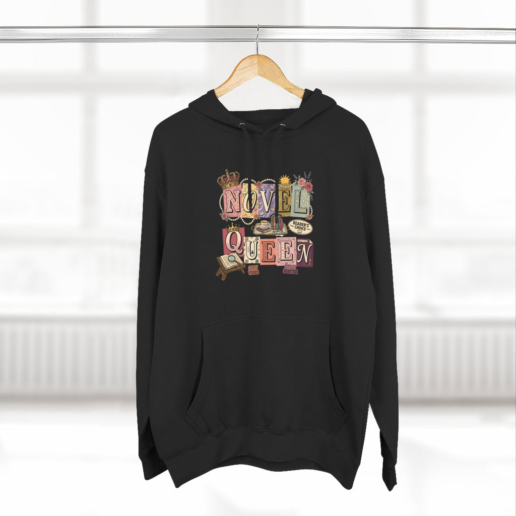 Novel Queen Hoodie — Vintage Book Lover Graphic Pullover
