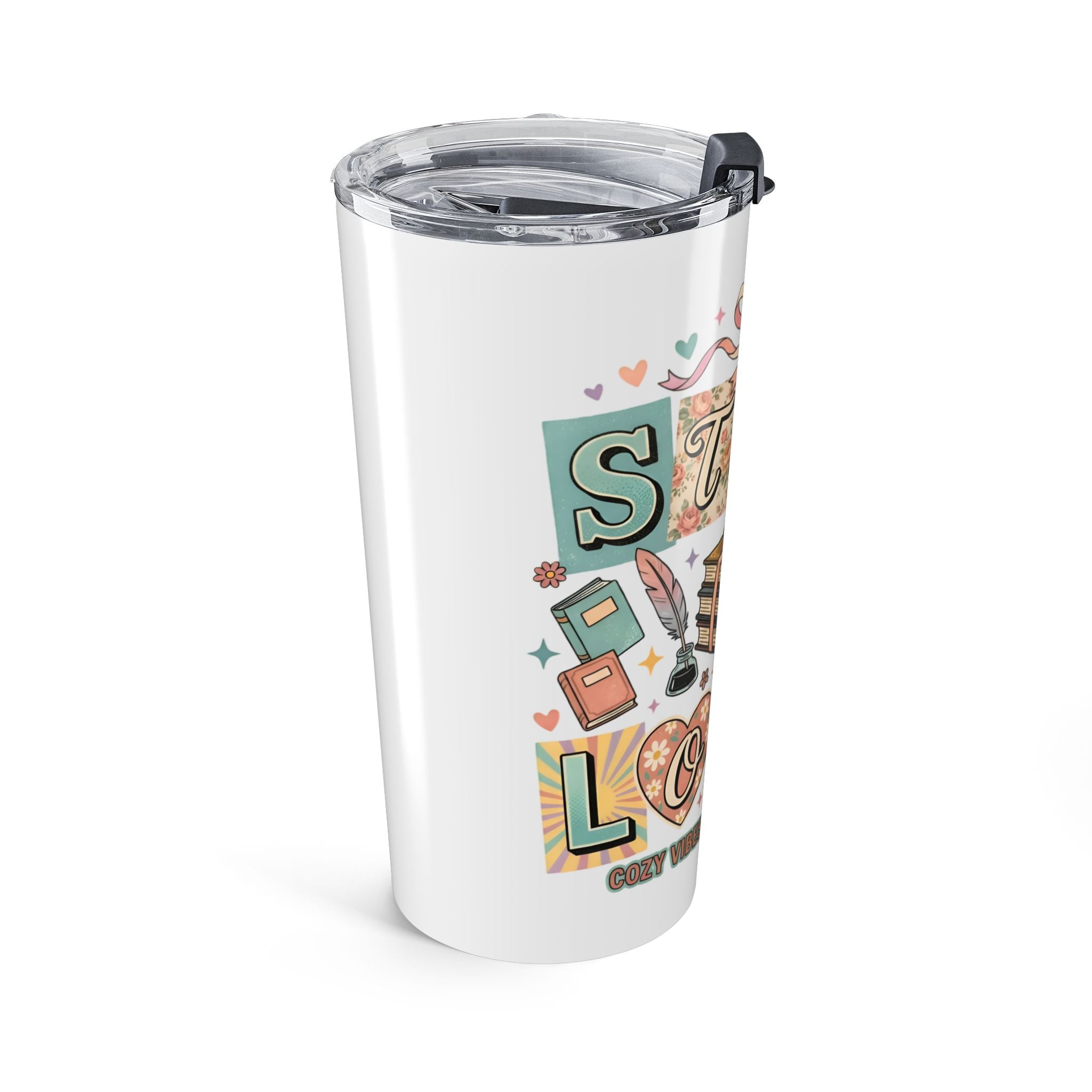 20oz Travel Tumbler — Story Lover Bookish Design (Books, Reading & Cozy Gifts)