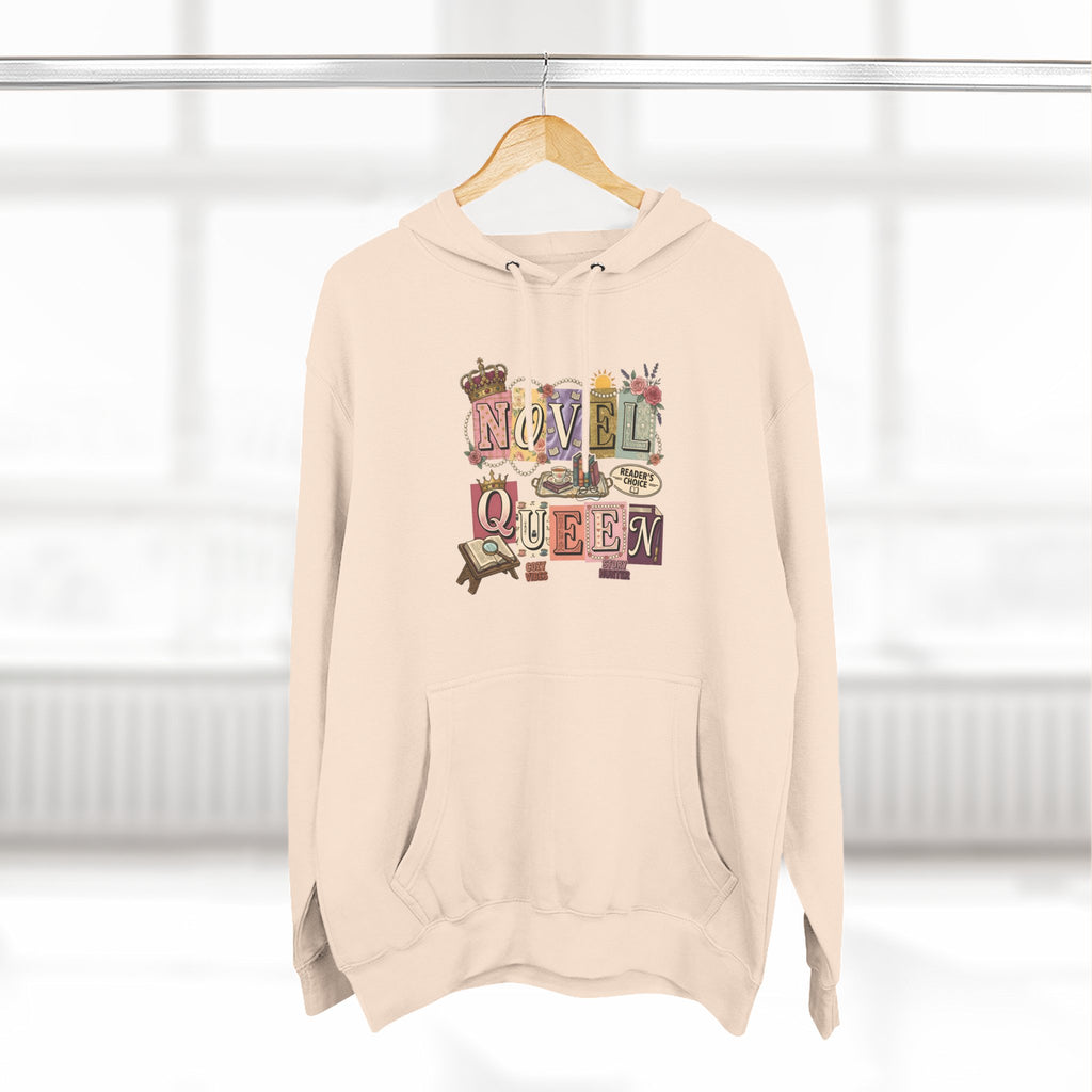 Novel Queen Hoodie — Vintage Book Lover Graphic Pullover