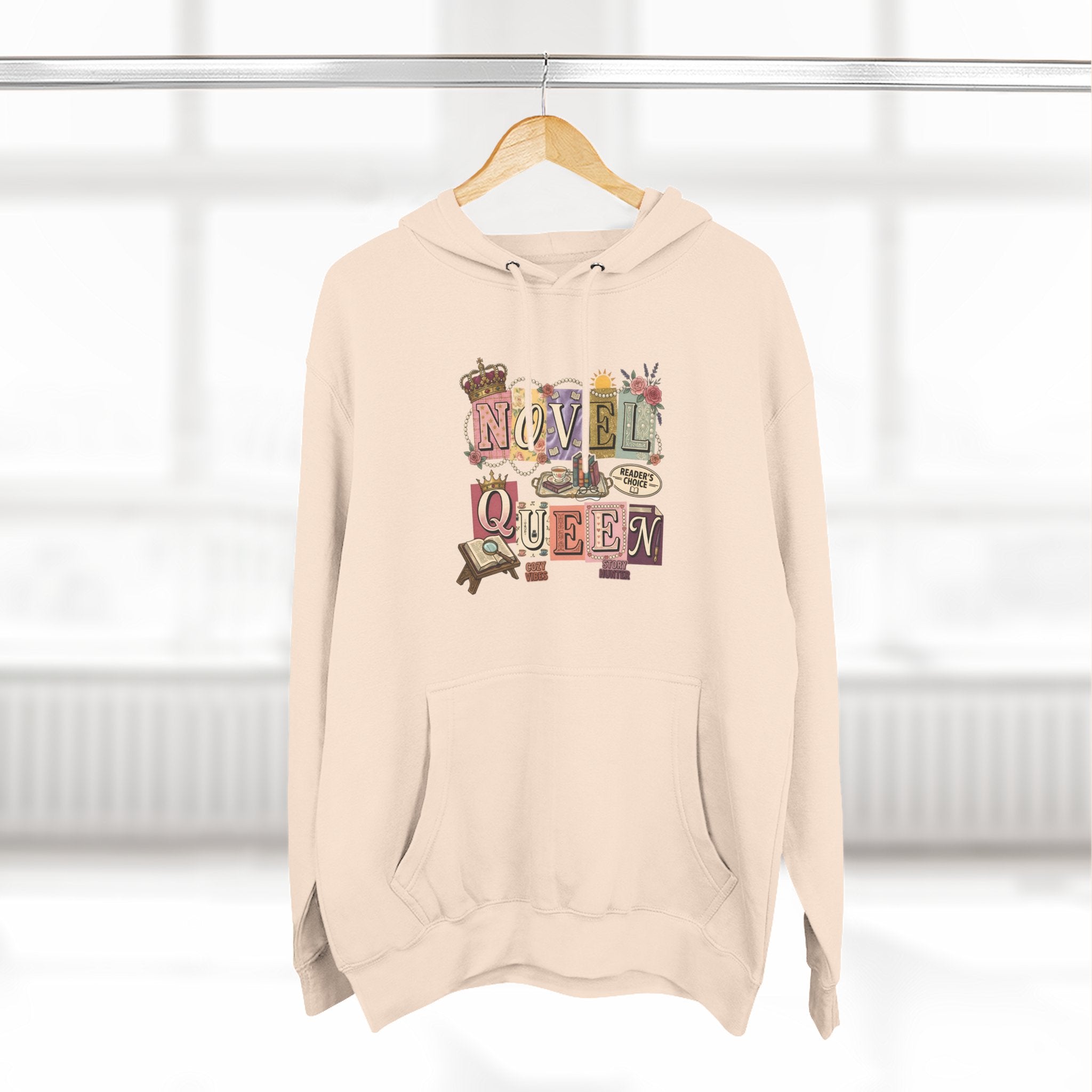 Novel Queen Hoodie — Vintage Book Lover Graphic Pullover