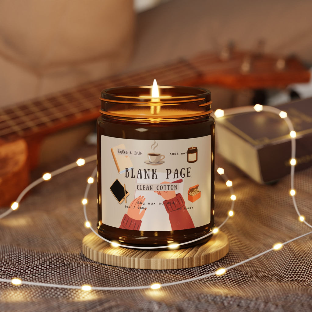 Blank Page Clean Cotton Soy Candle — Amber Jar Scented Candle