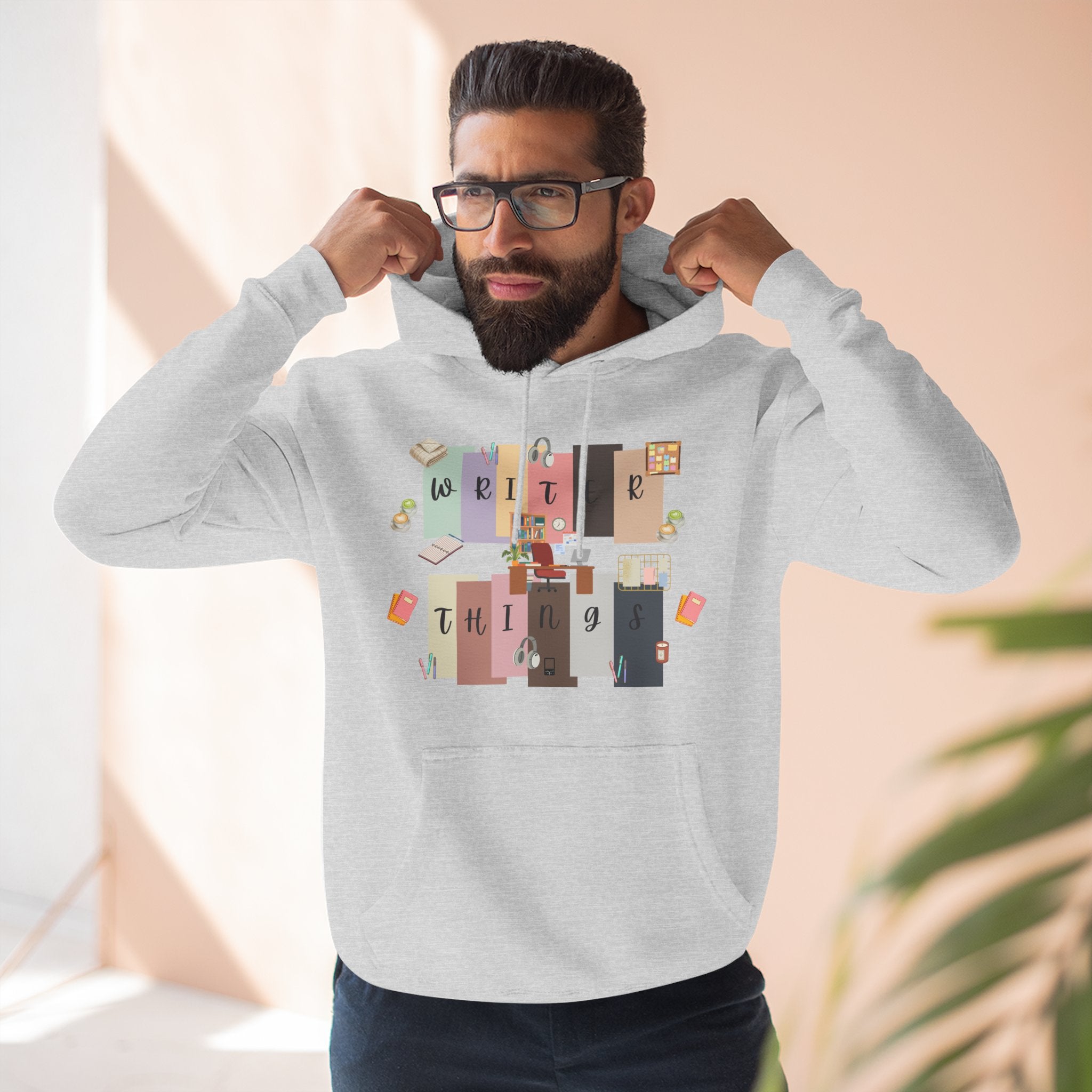 Writer Hoodie — Retro Collage Graphic "Writer Things" Comfort Pullover