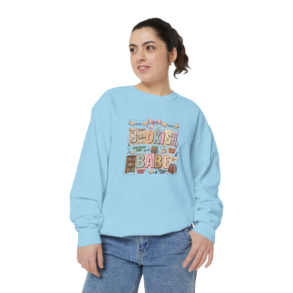 Bookish Babe Sweatshirt — Cute Pastel Reading Graphic Crewneck