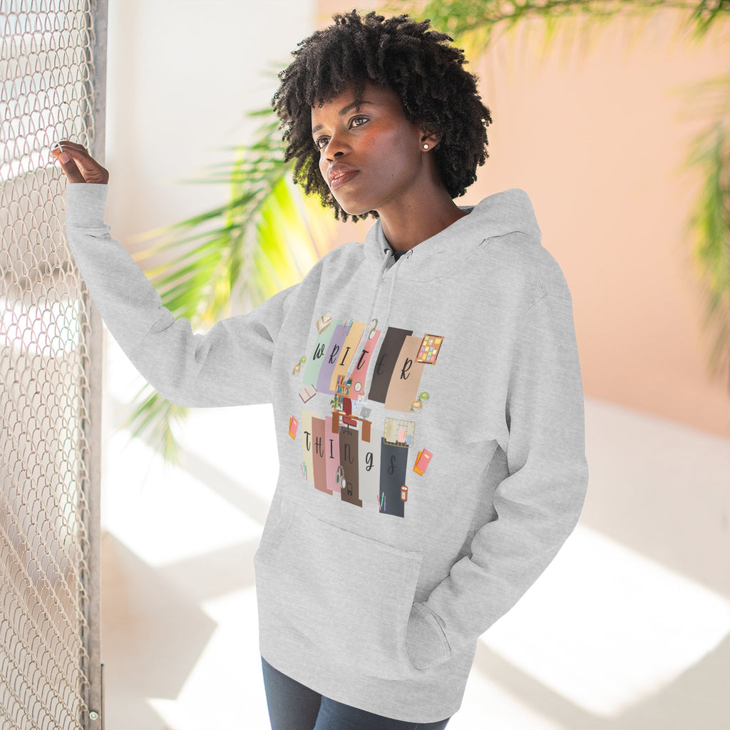 Writer Hoodie — Retro Collage Graphic "Writer Things" Comfort Pullover