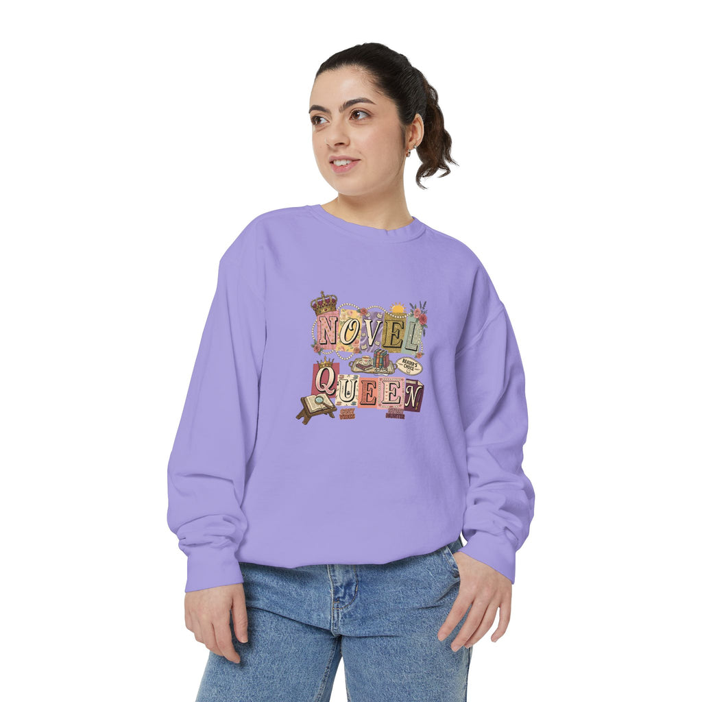 Novel Queen Sweatshirt — Vintage Booklover Literary Graphic Crewneck