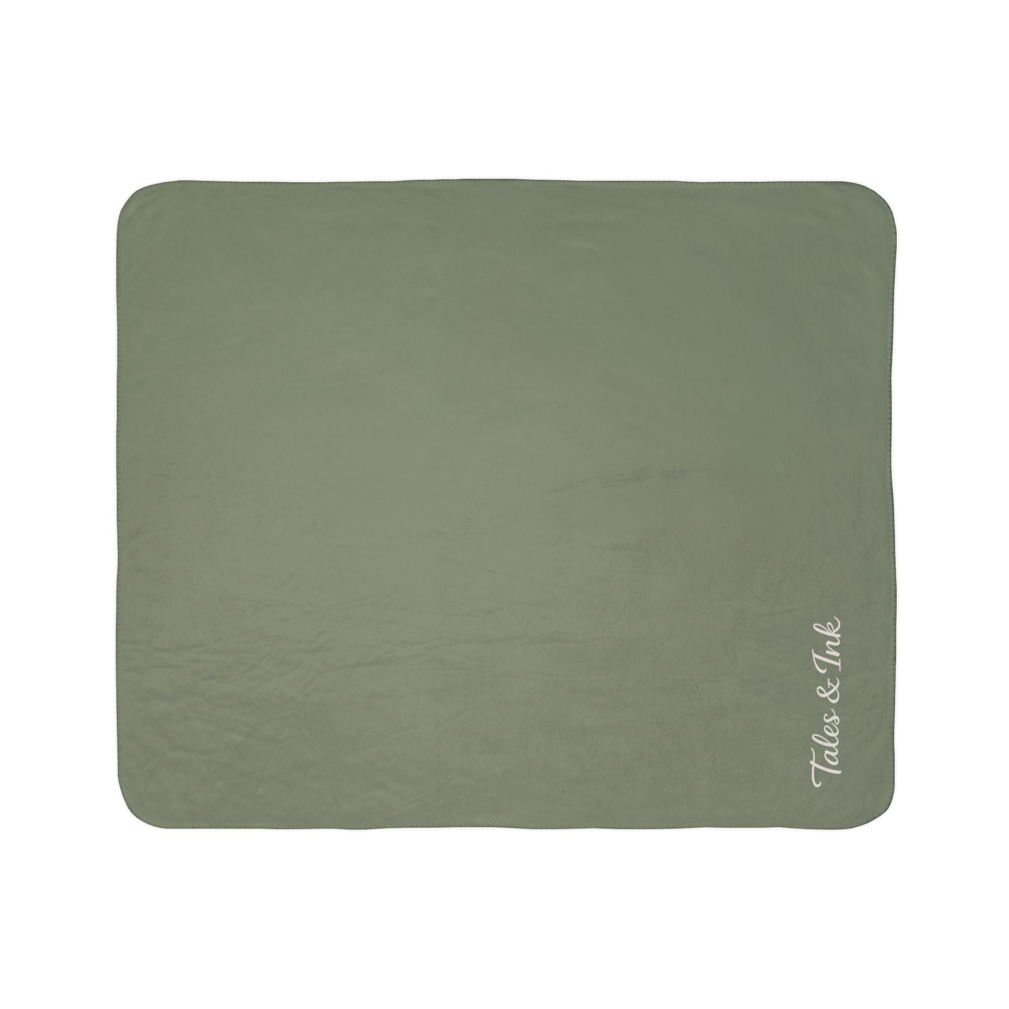 Sherpa Blanket – Soft Olive Fleece Cozy Throw (Tales & Ink Script)