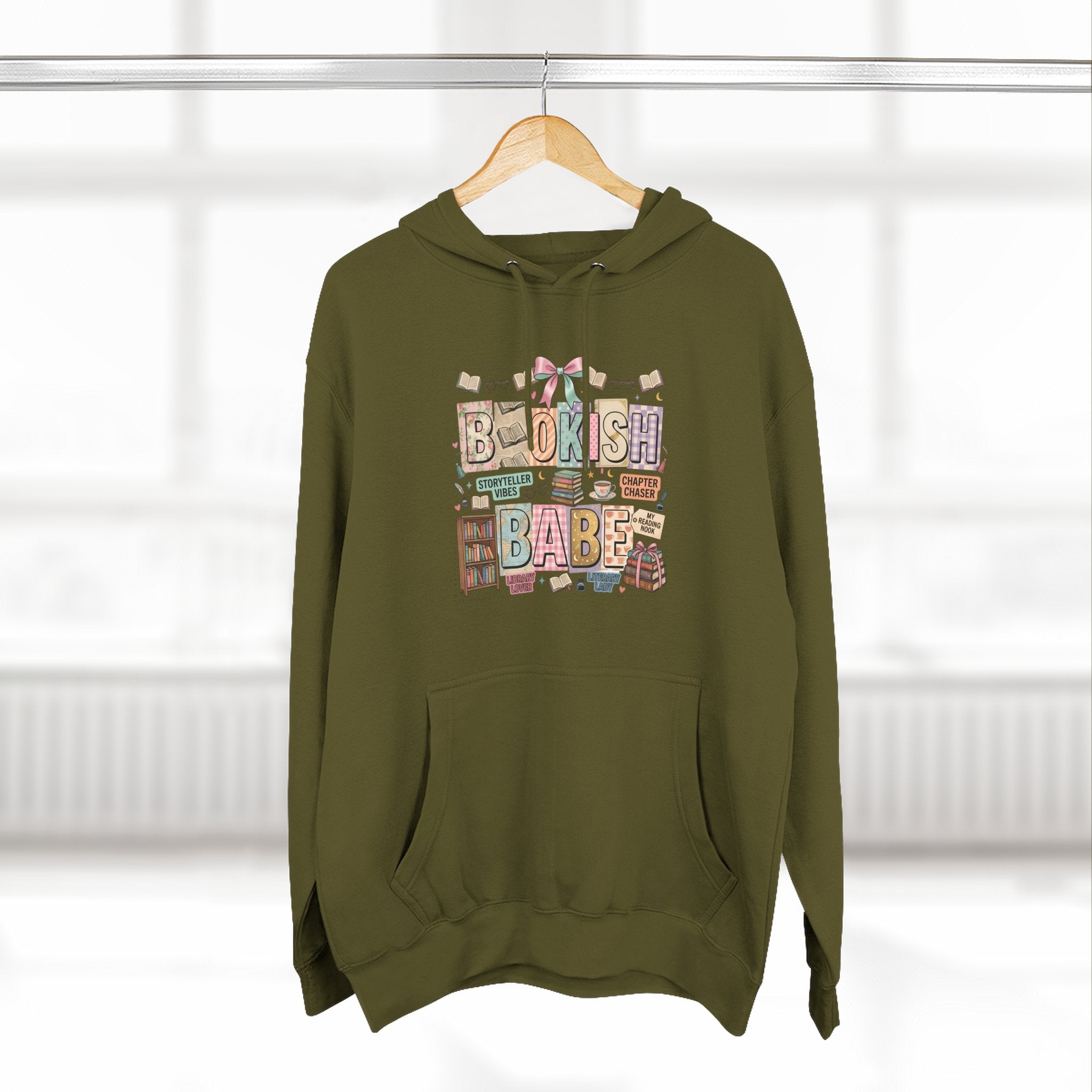 Bookish Babe Hoodie — Bohemian Vintage Collage Graphic Fleece Pullover