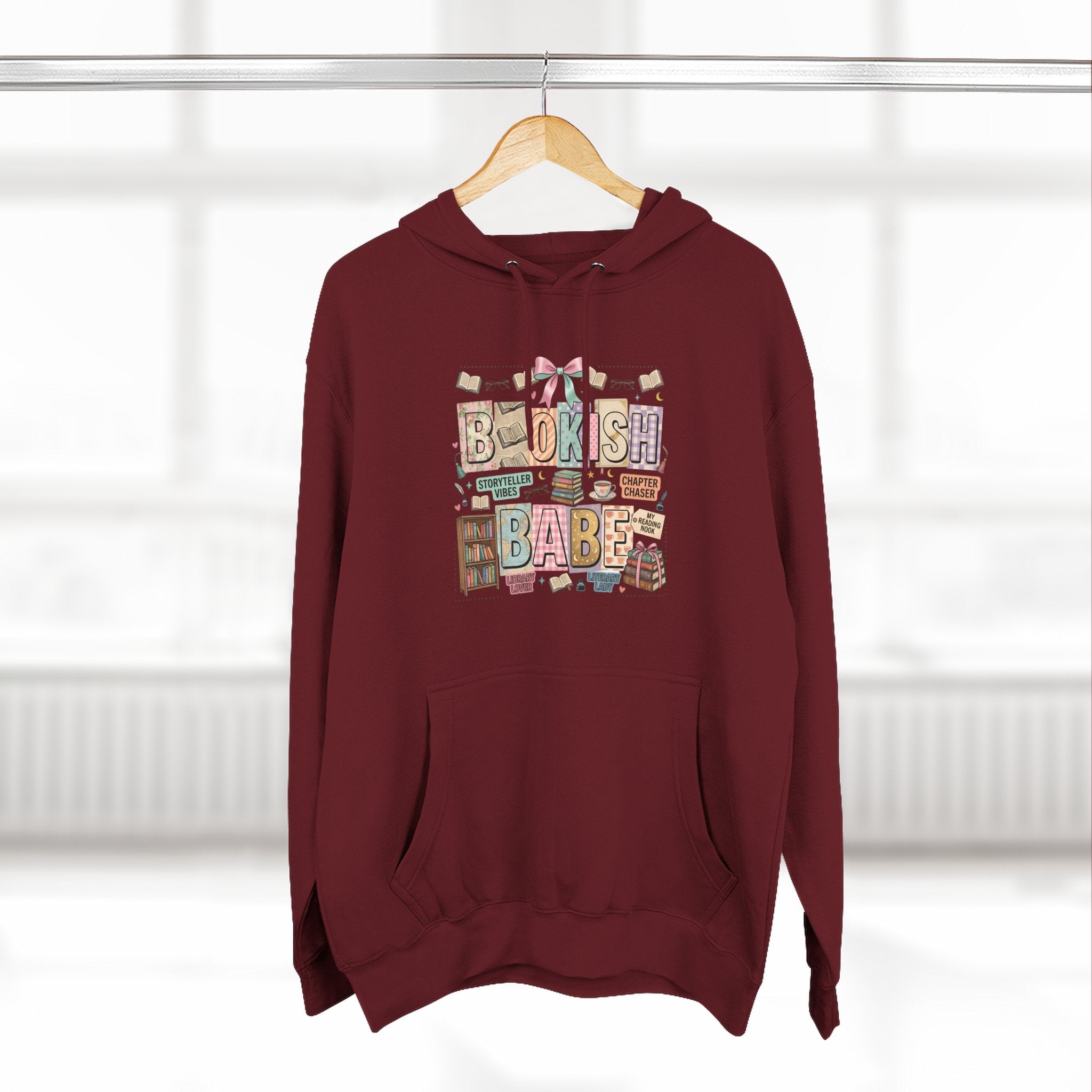 Bookish Babe Hoodie — Bohemian Vintage Collage Graphic Fleece Pullover