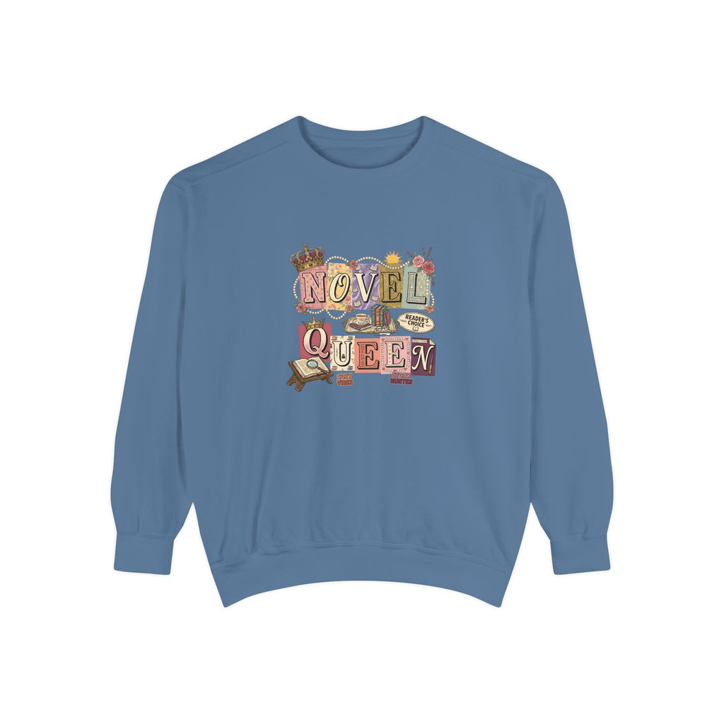 Novel Queen Sweatshirt — Vintage Booklover Literary Graphic Crewneck
