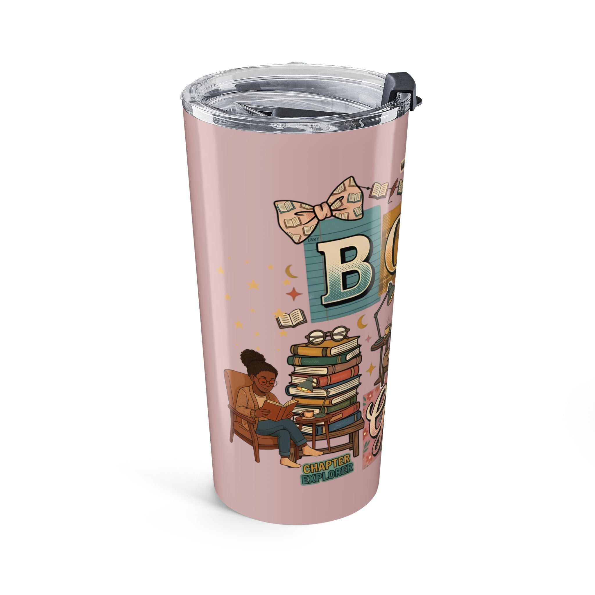 Book Girl 20oz Tumbler - Pink Cozy Reading Travel Mug