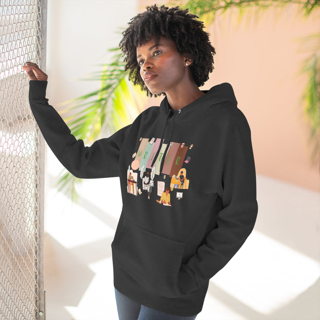 Writer Hoodie — Cozy Typewriter & Notebook Literary Sweatshirt