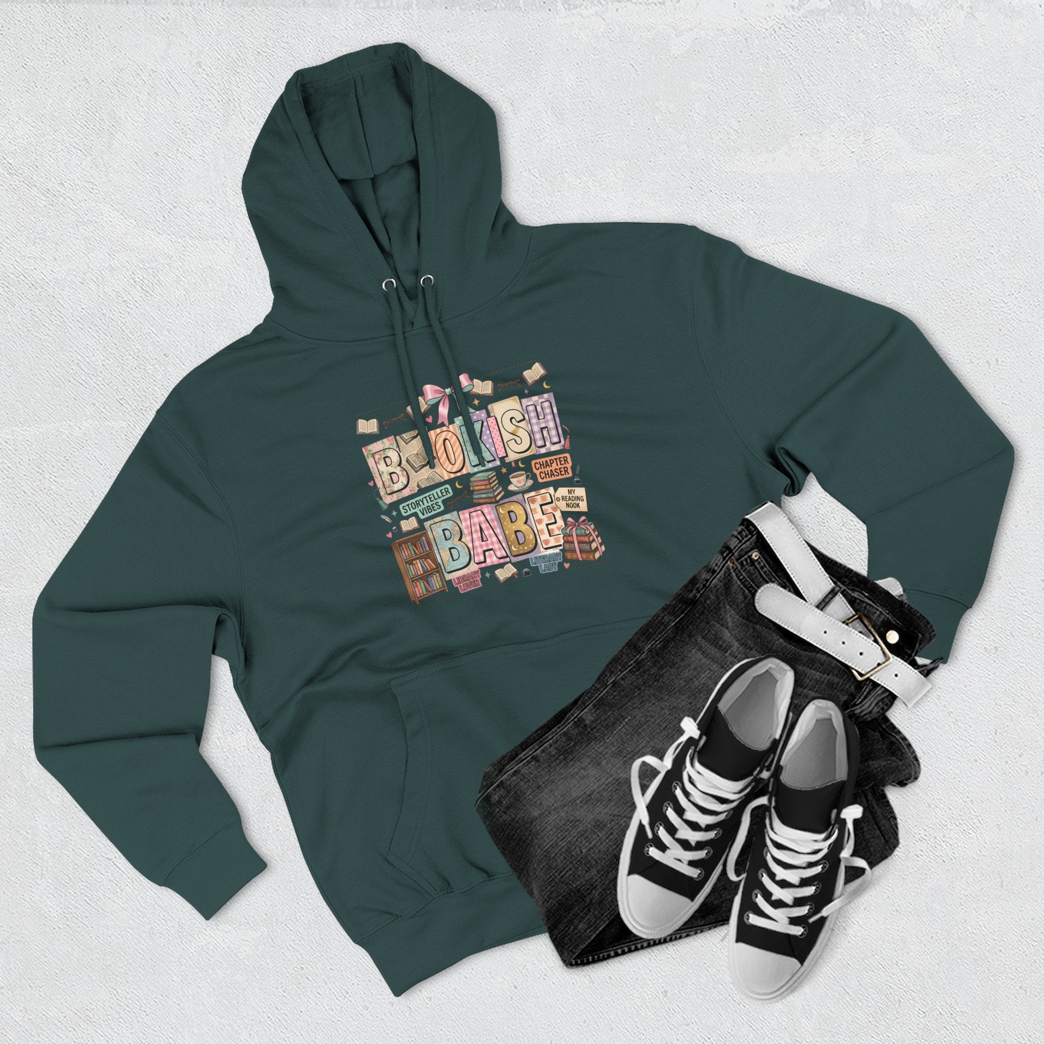 Bookish Babe Hoodie — Bohemian Vintage Collage Graphic Fleece Pullover