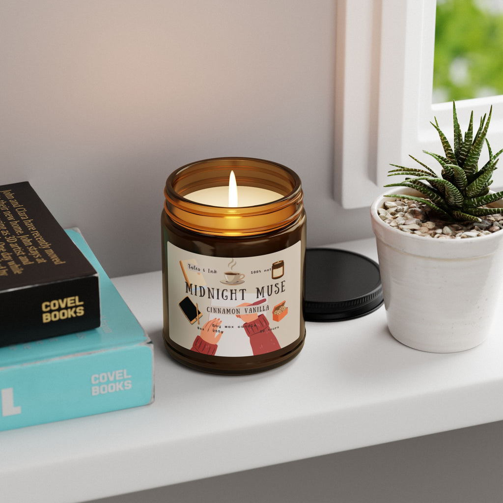 Midnight Muse Cinnamon Vanilla Soy Candle — Amber Jar (Multi-Size)