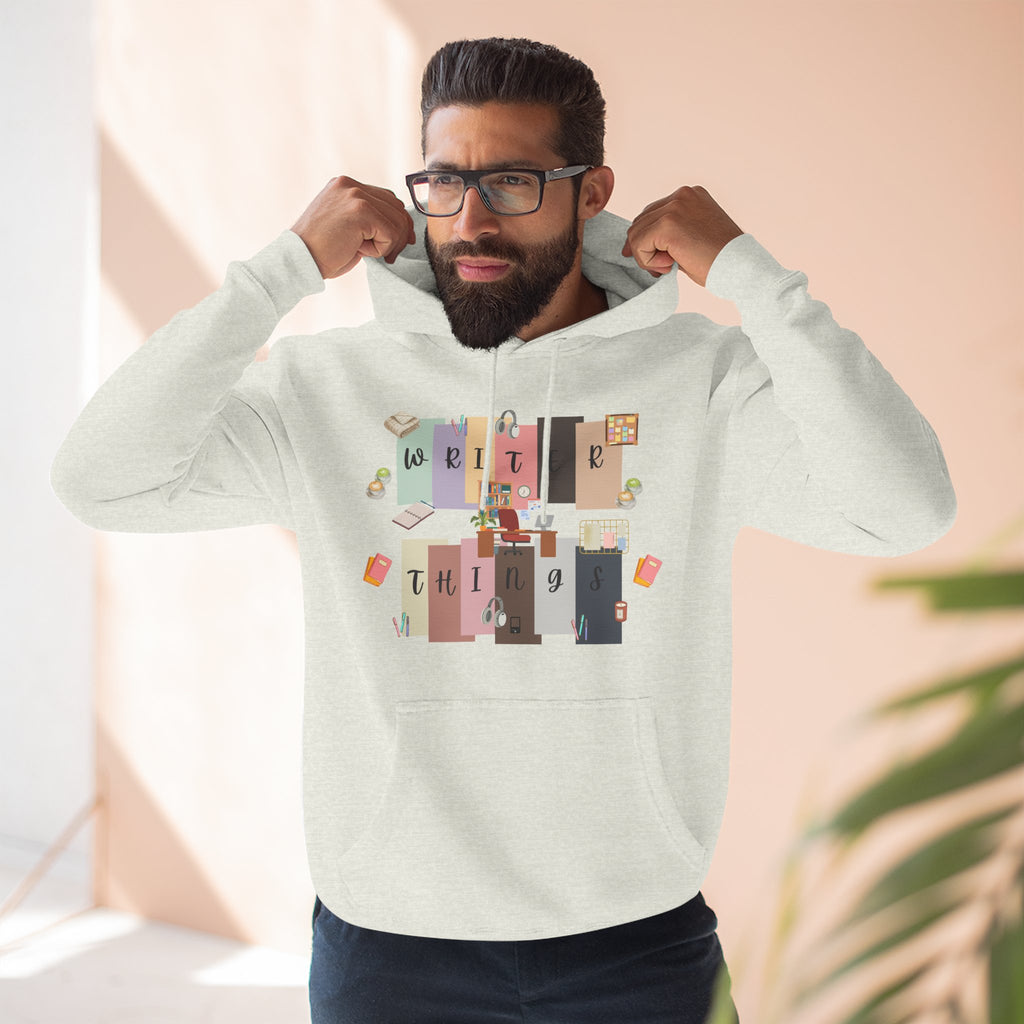 Writer Hoodie — Retro Collage Graphic "Writer Things" Comfort Pullover