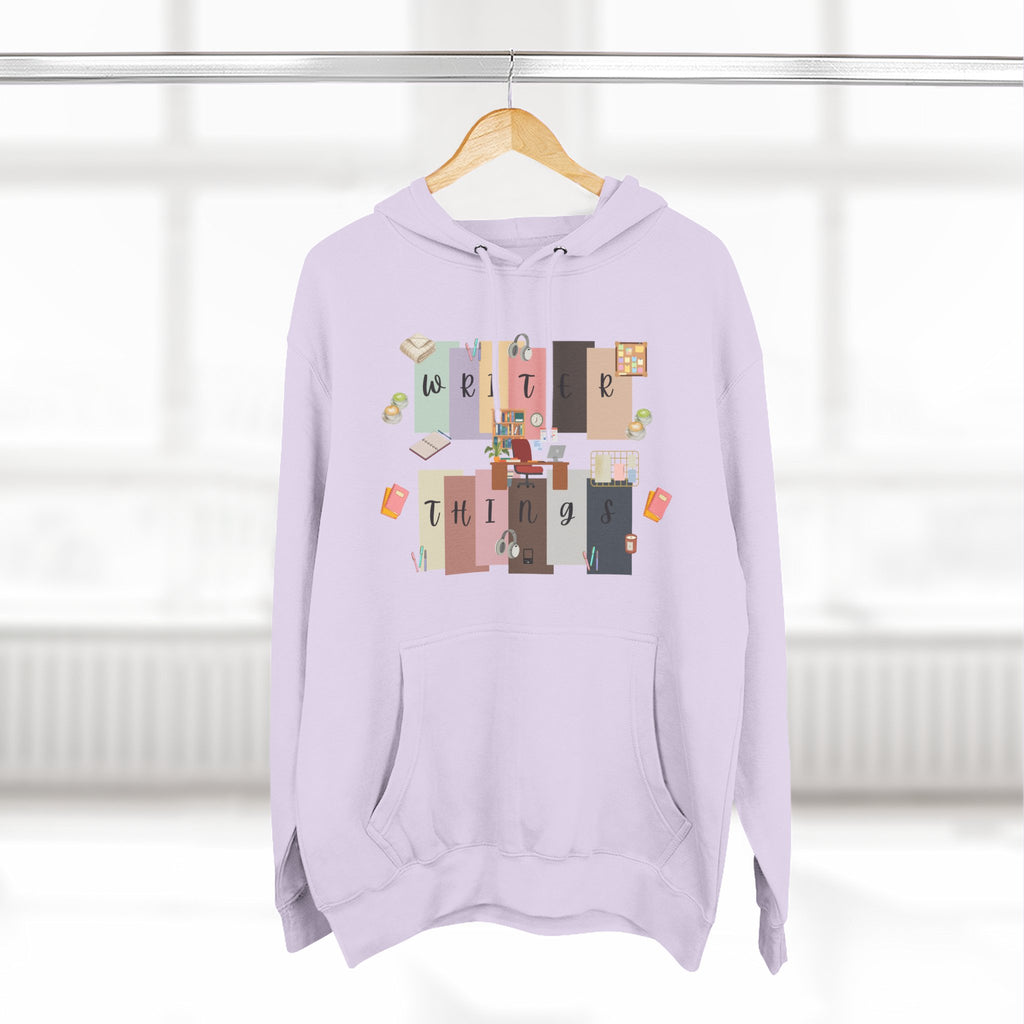 Writer Hoodie — Retro Collage Graphic "Writer Things" Comfort Pullover