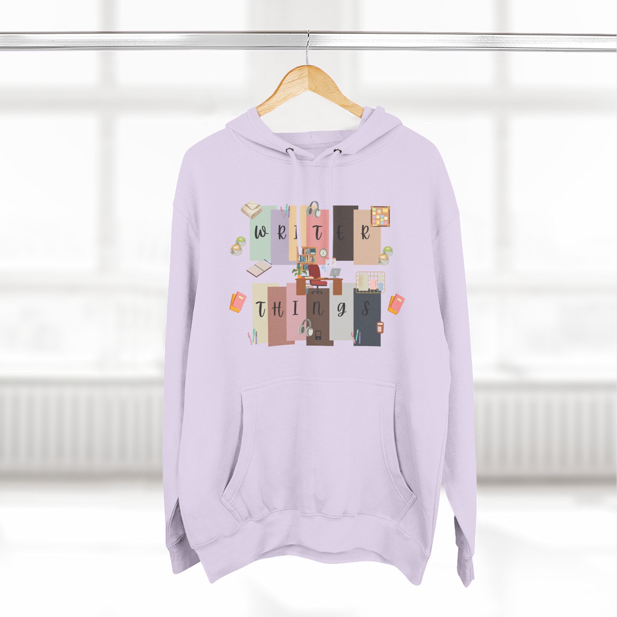 Writer Hoodie — Retro Collage Graphic "Writer Things" Comfort Pullover