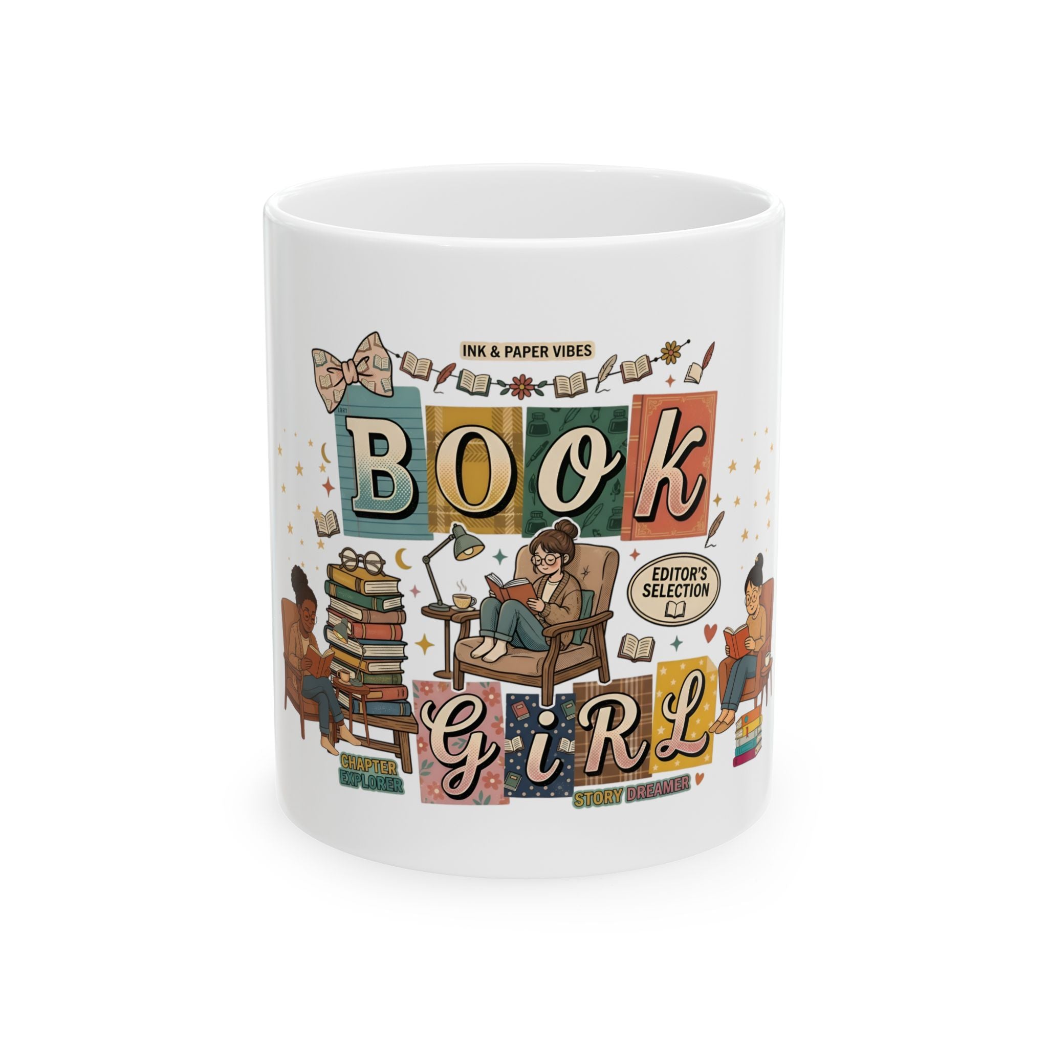 Book Girl Ceramic Mug – Cozy Reading Coffee Cup (11oz, 15oz)