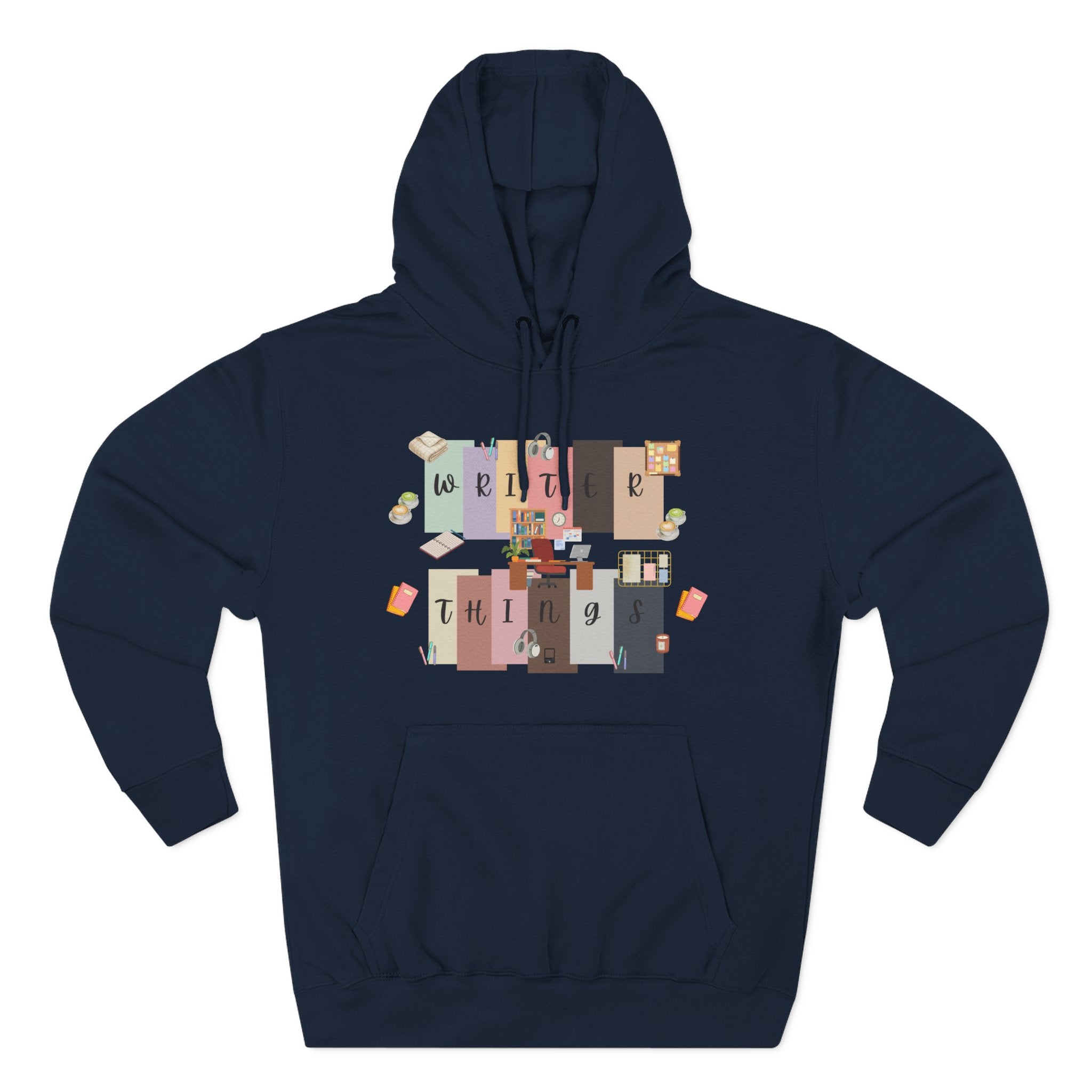 Writer Hoodie — Retro Collage Graphic "Writer Things" Comfort Pullover