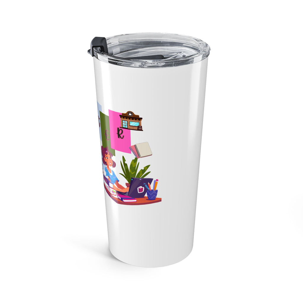 20oz Author Tumbler —Writer Babe Travel Mug with Colorful Books & Reader Design