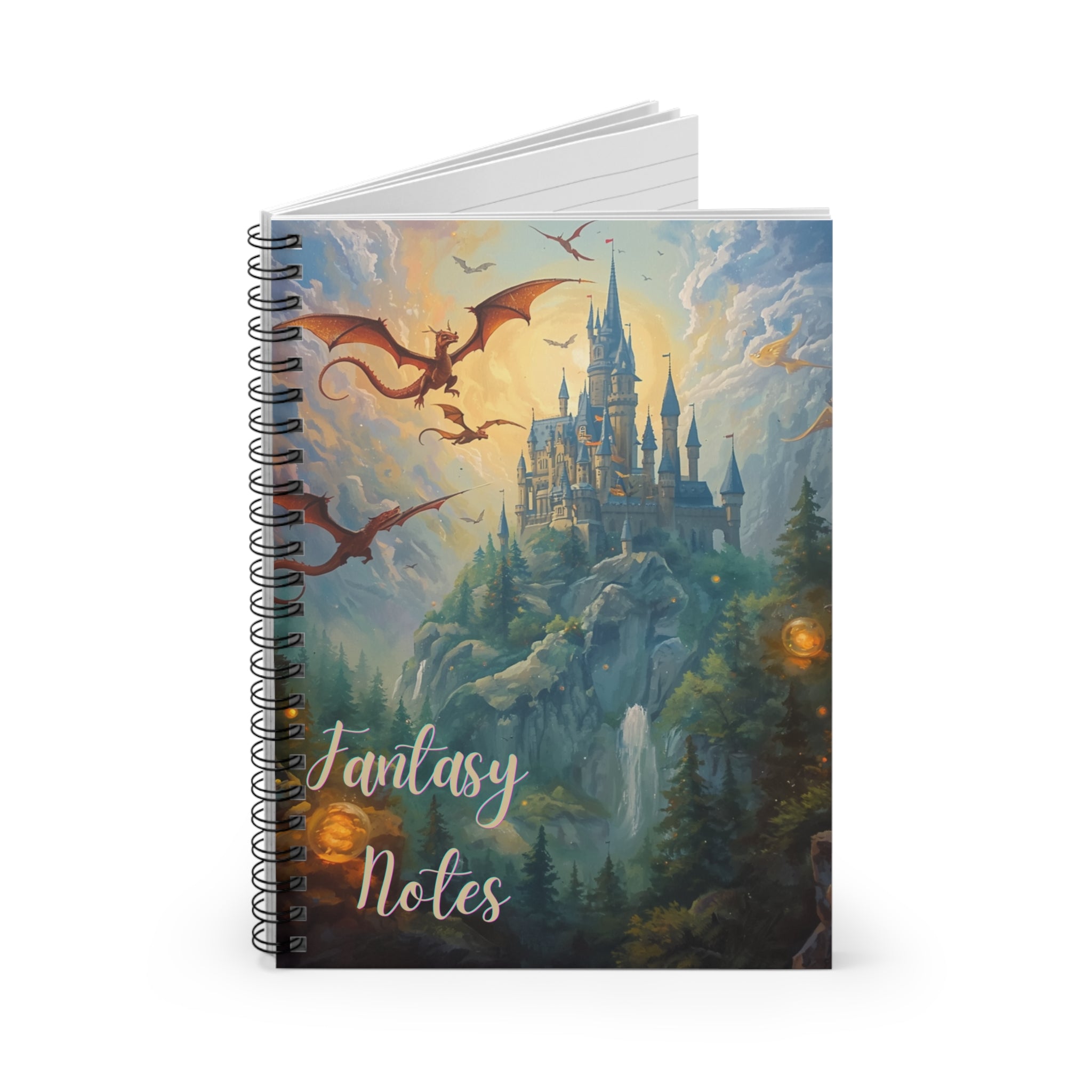 Fantasy Notes Spiral Notebook — Castle & Dragons Ruled Journal