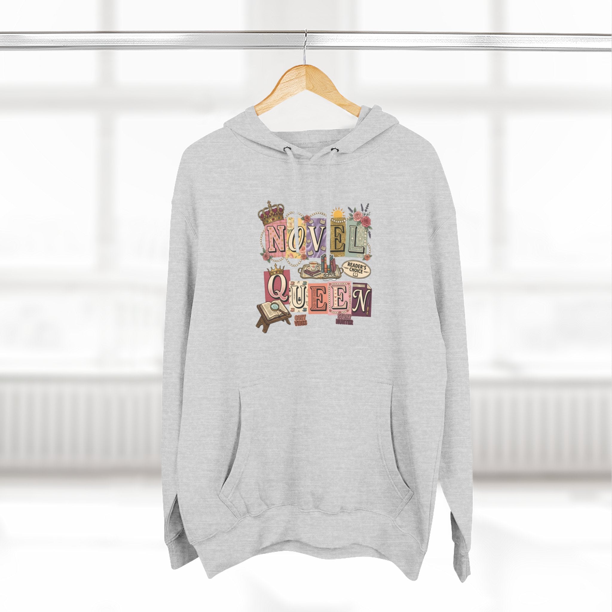 Novel Queen Hoodie — Vintage Book Lover Graphic Pullover