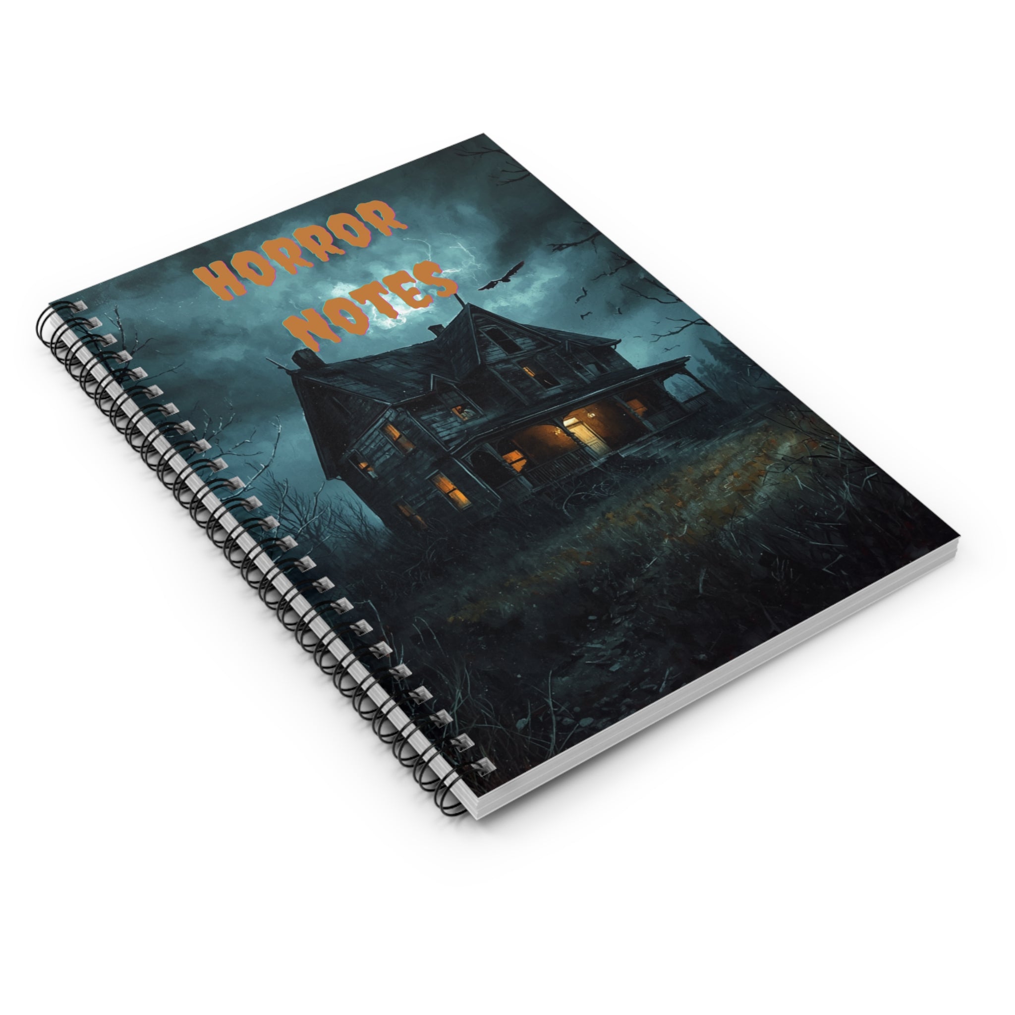 Horror Notes Spiral Notebook — Haunted House Ruled Journal for Halloween & Scary Story Writing