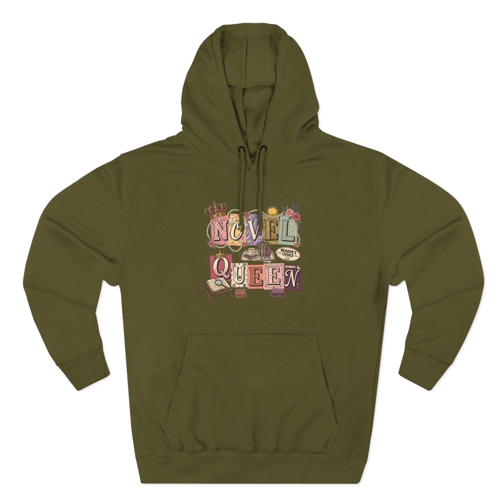 Novel Queen Hoodie — Vintage Book Lover Graphic Pullover