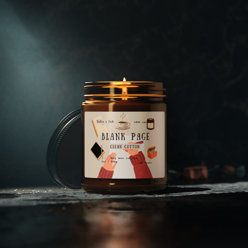 Blank Page Clean Cotton Soy Candle — Amber Jar Scented Candle