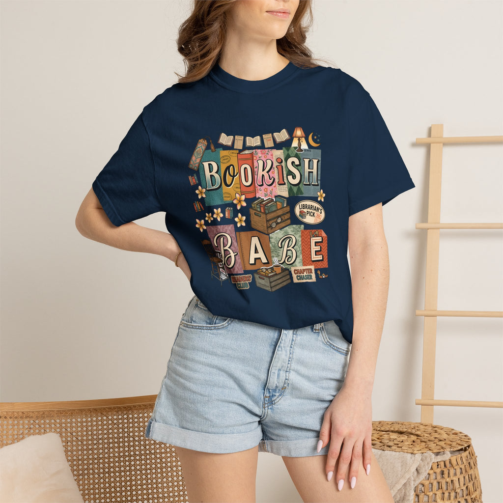 Bookish Babe T-Shirt — Cute Vintage Reading Graphic Tee for Book Lovers