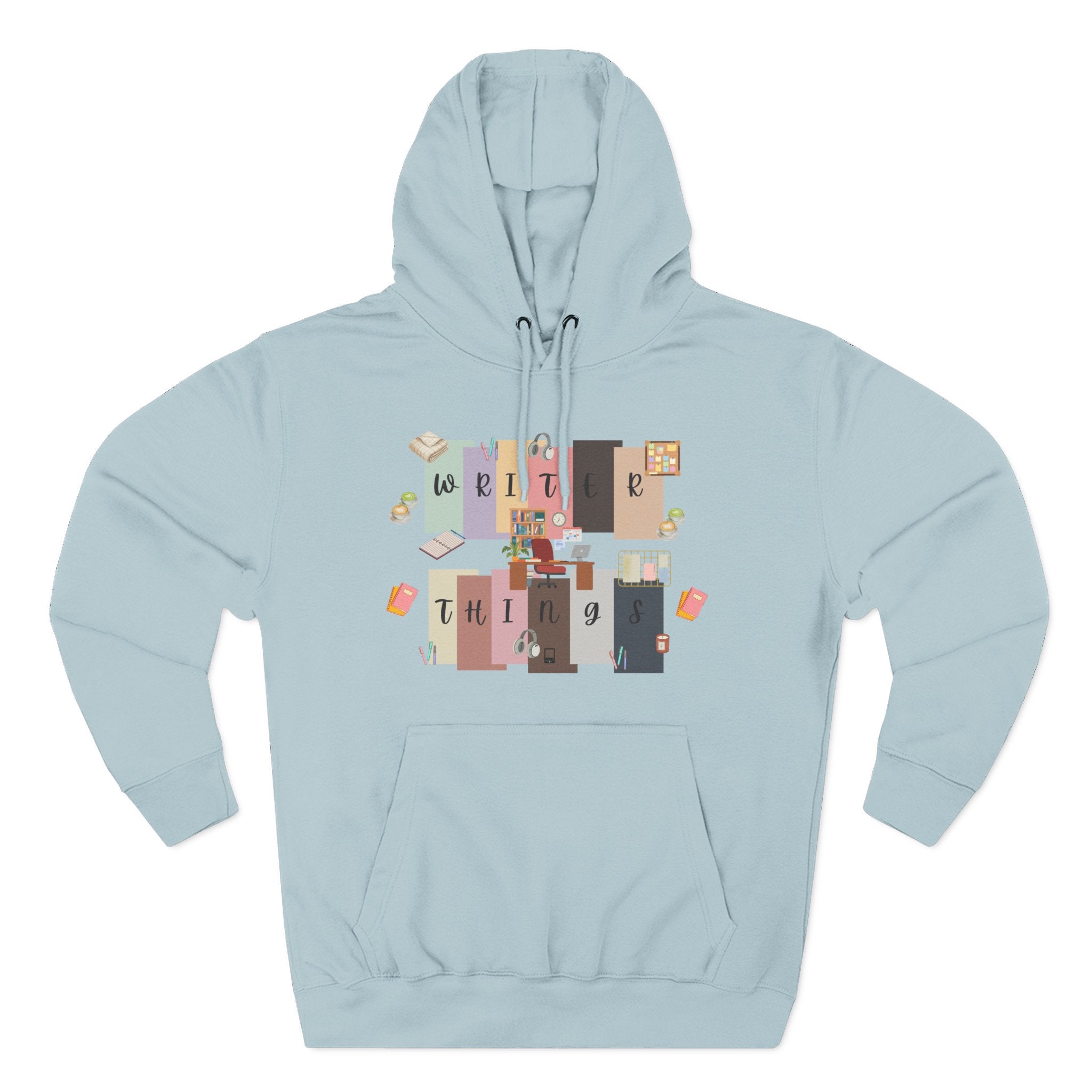 Writer Hoodie — Retro Collage Graphic "Writer Things" Comfort Pullover