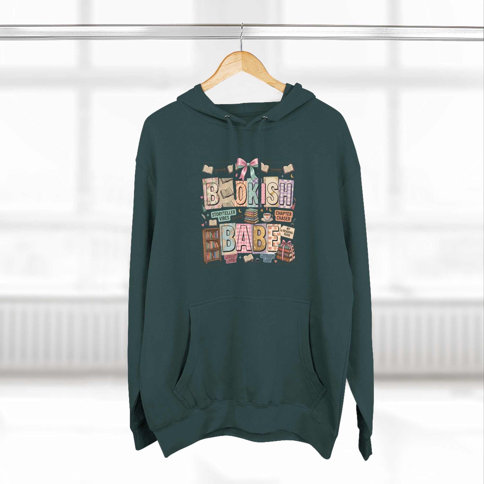 Bookish Babe Hoodie — Bohemian Vintage Collage Graphic Fleece Pullover