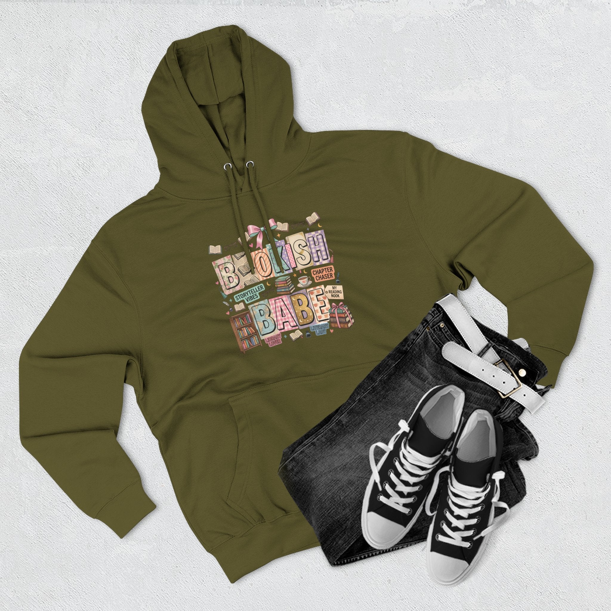 Bookish Babe Hoodie — Bohemian Vintage Collage Graphic Fleece Pullover