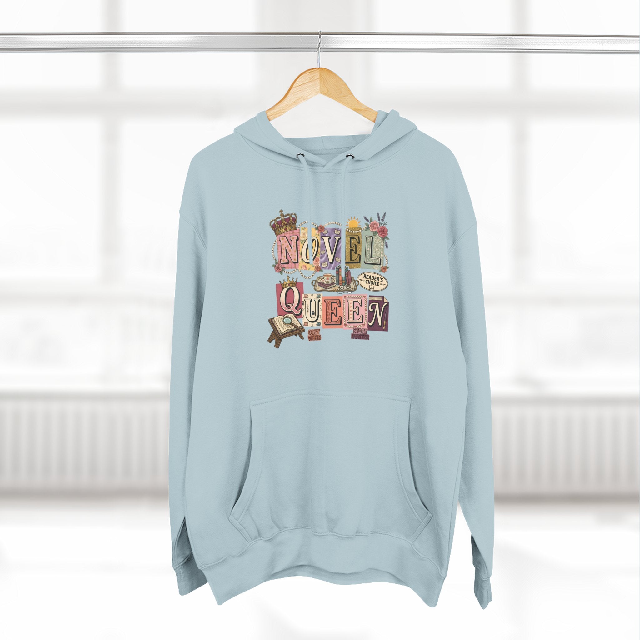 Novel Queen Hoodie — Vintage Book Lover Graphic Pullover
