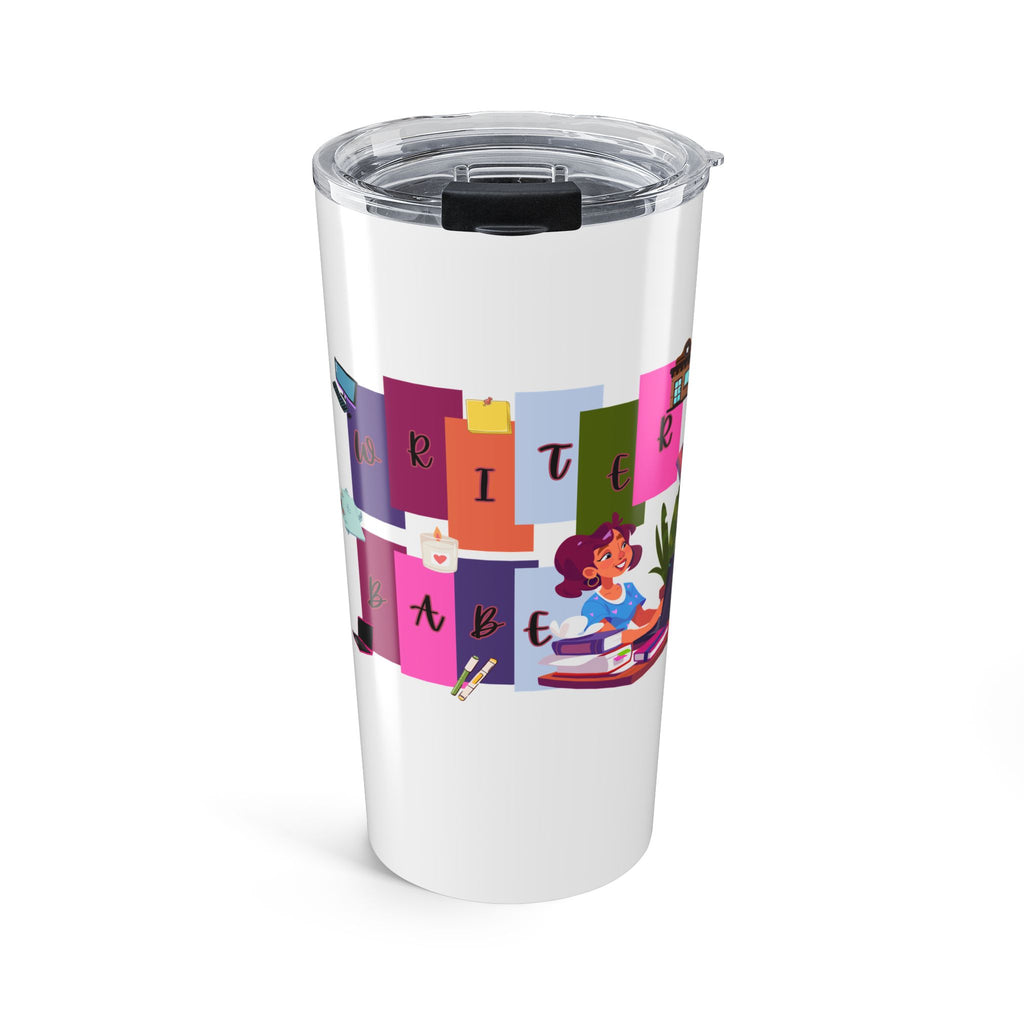 20oz Author Tumbler —Writer Babe Travel Mug with Colorful Books & Reader Design