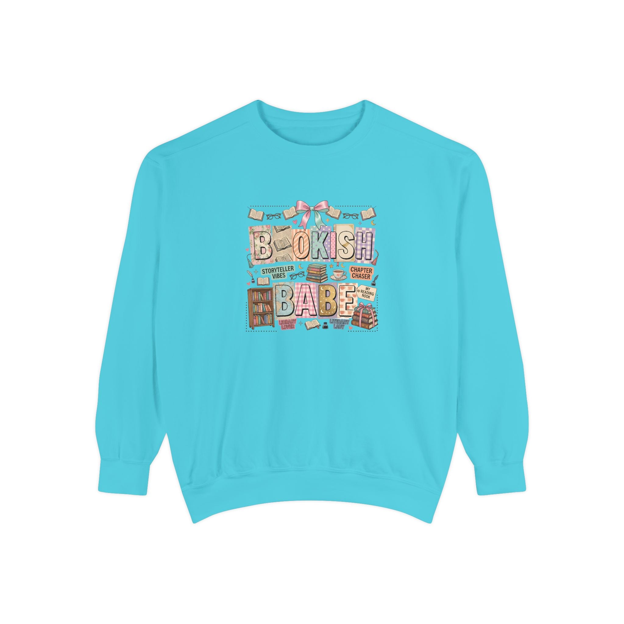 Bookish Babe Sweatshirt — Cute Pastel Reading Graphic Crewneck