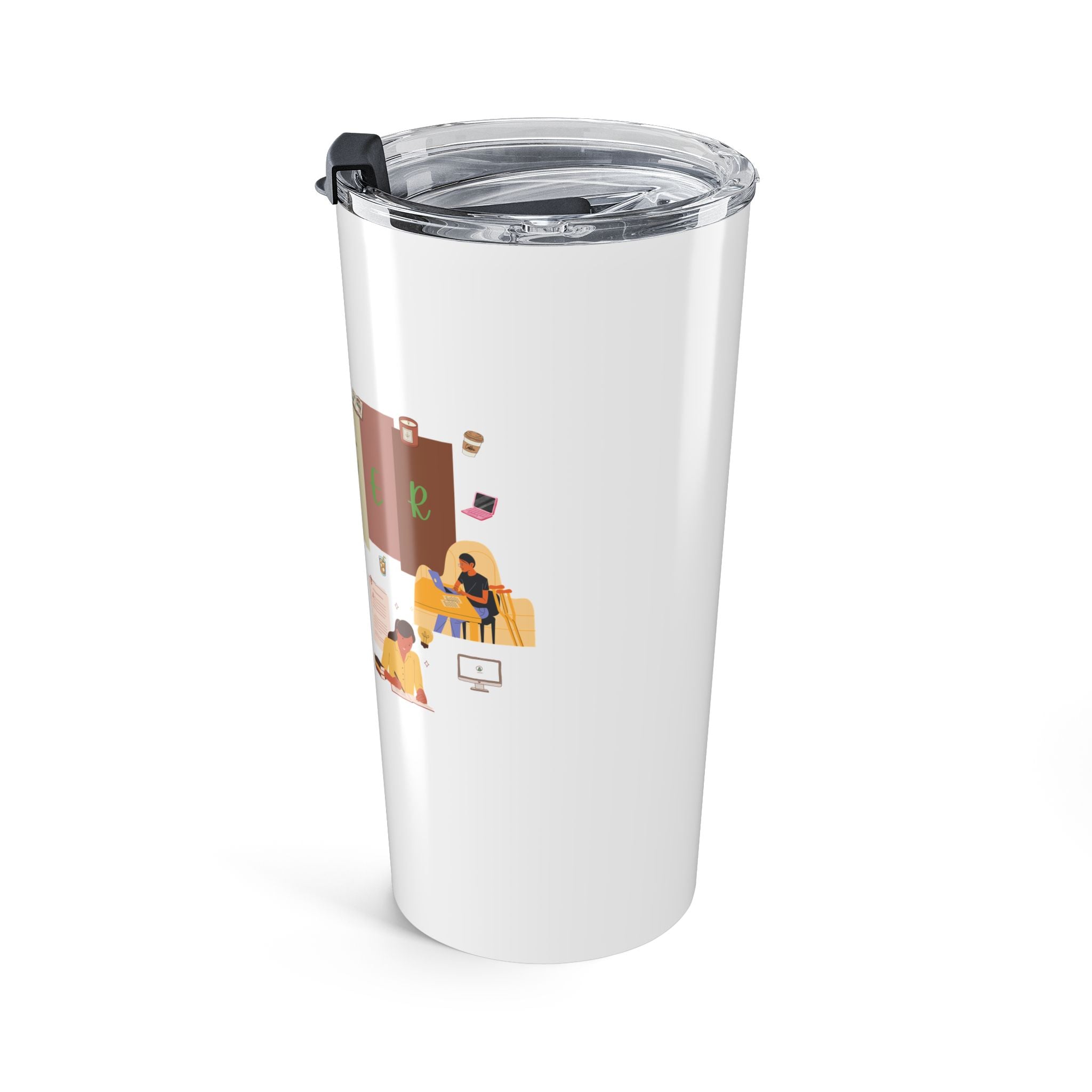 20oz Coffee Tumbler — Cute Study & Work Desk Illustration