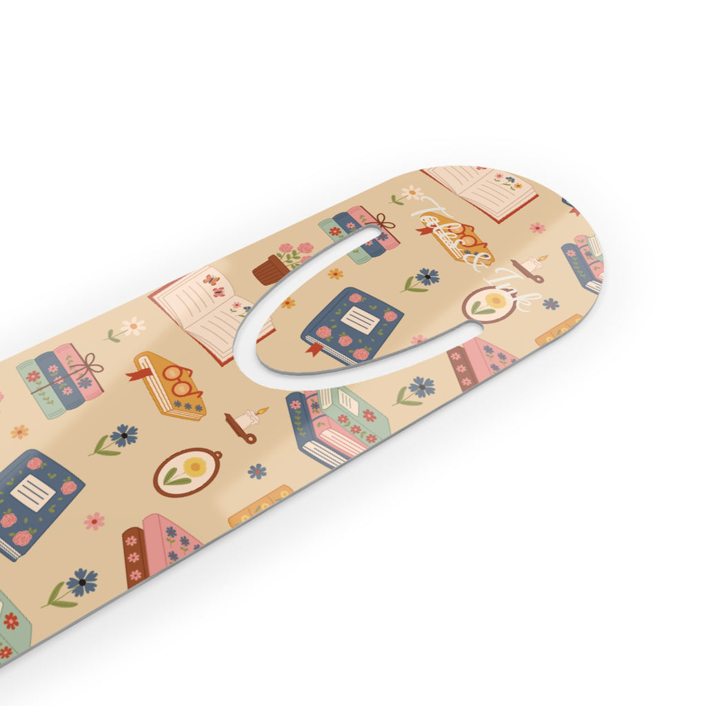 Book Lover Bookmark — Cute Pastel Reading Pattern with Books & Journals