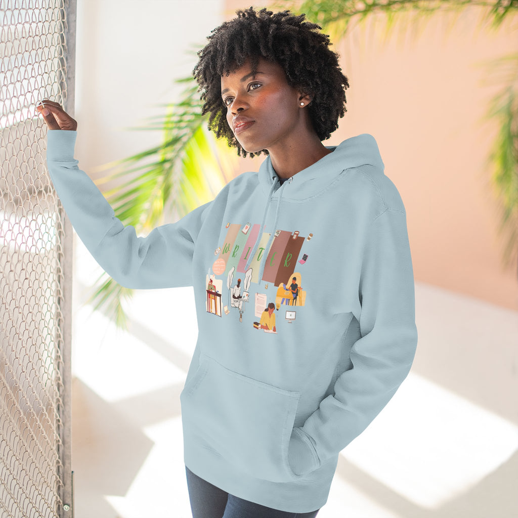Writer Hoodie — Cozy Typewriter & Notebook Literary Sweatshirt
