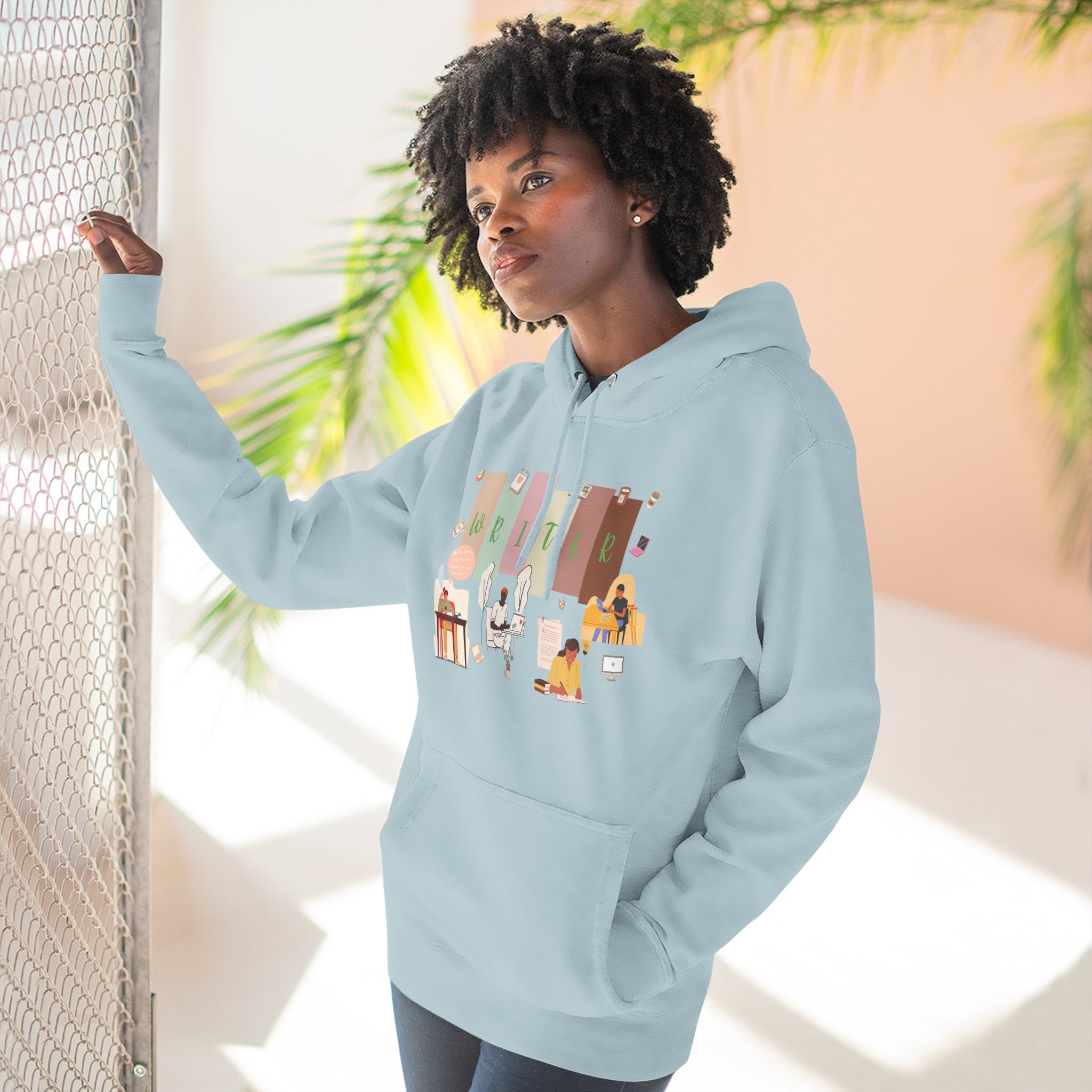 Writer Hoodie — Cozy Typewriter & Notebook Literary Sweatshirt