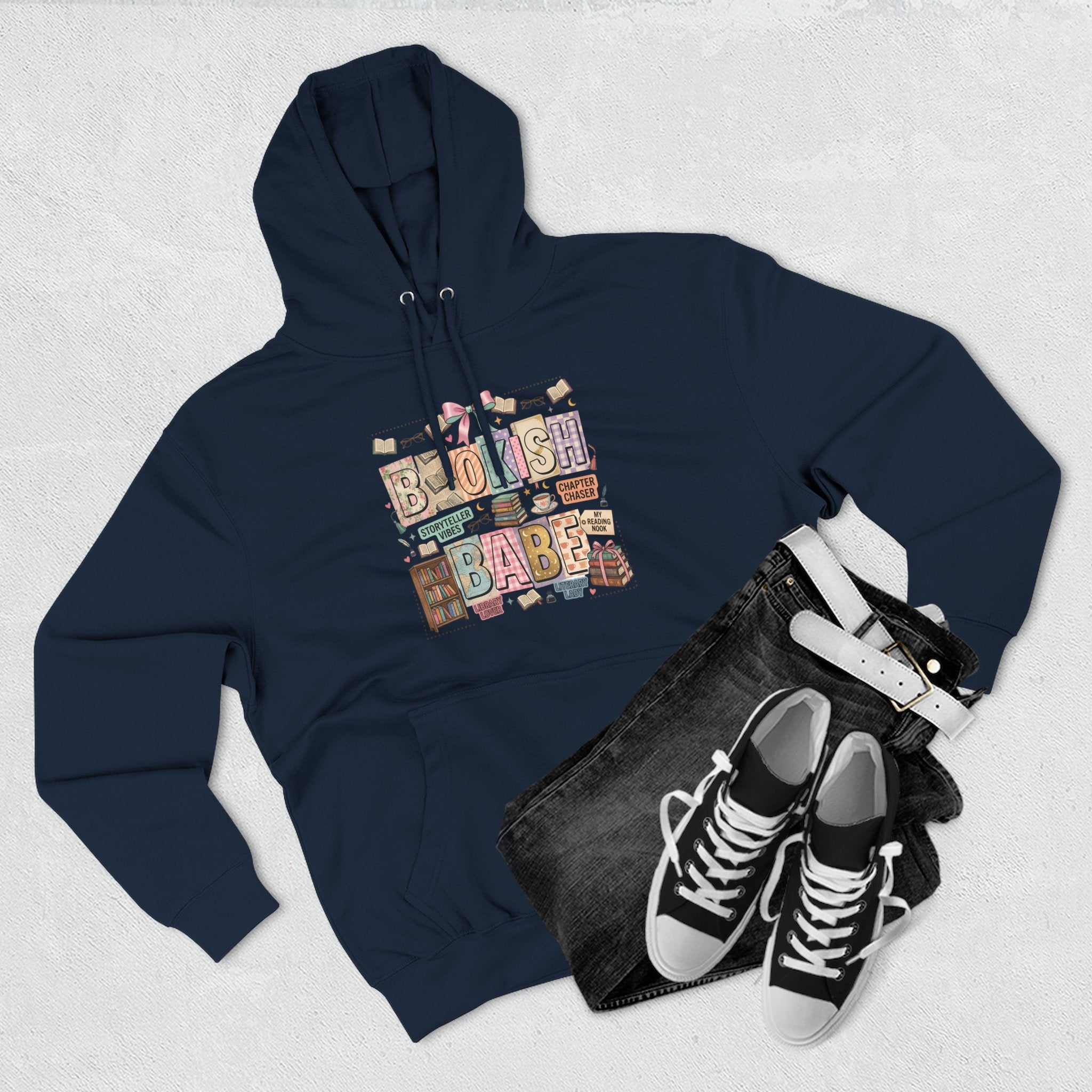 Bookish Babe Hoodie — Bohemian Vintage Collage Graphic Fleece Pullover
