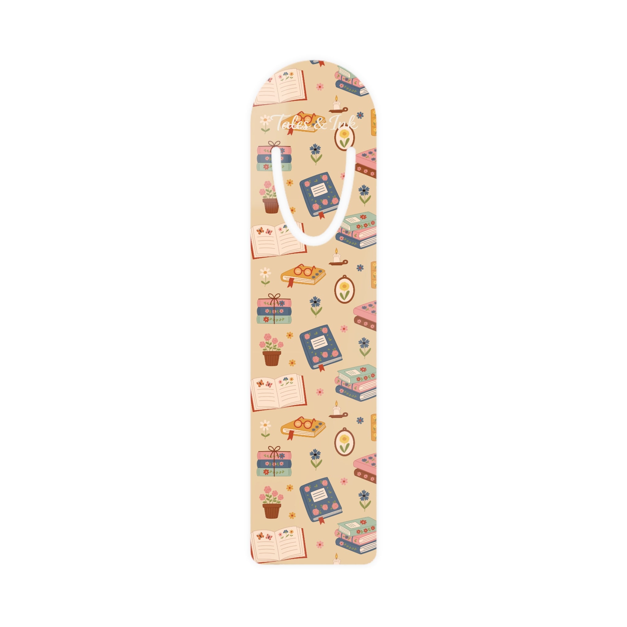 Book Lover Bookmark — Cute Pastel Reading Pattern with Books & Journals