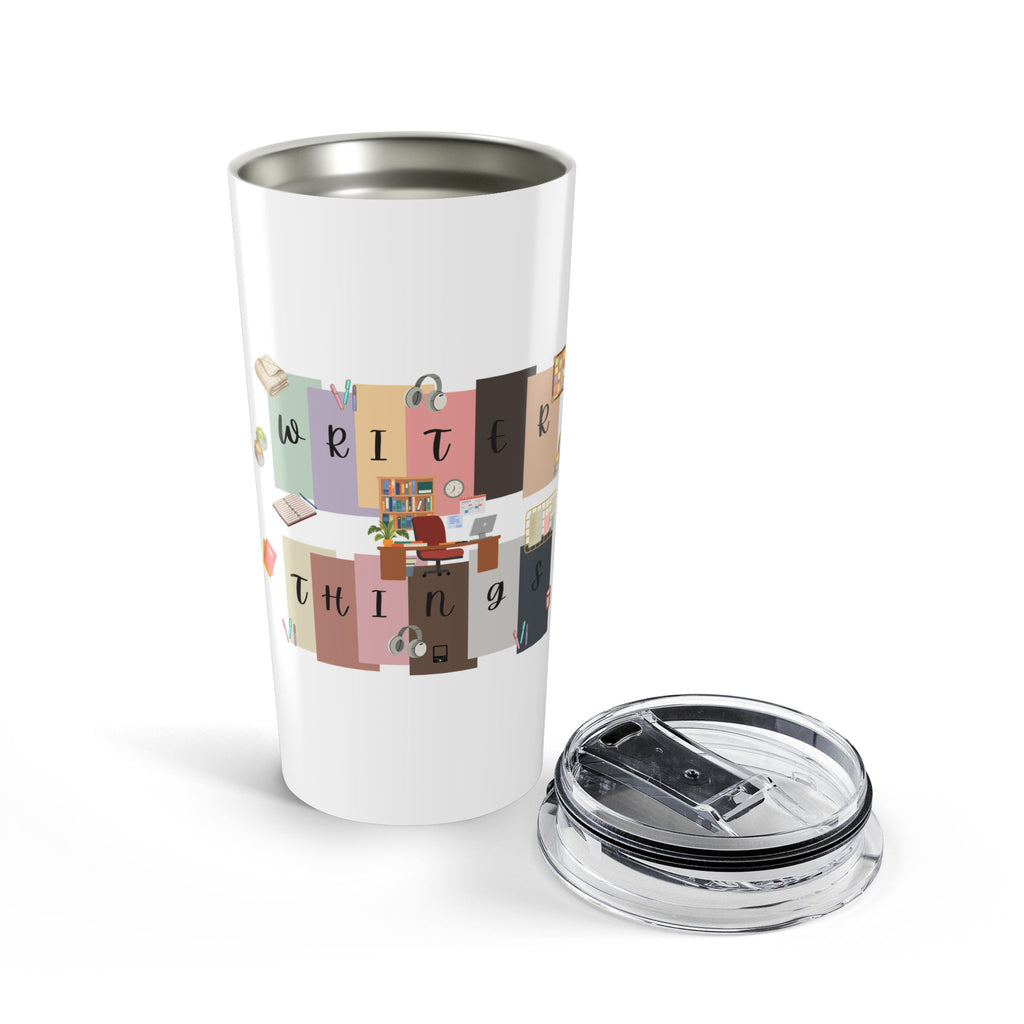 20oz Coffee Tumbler – "Writing Things" Writer Desk Illustration