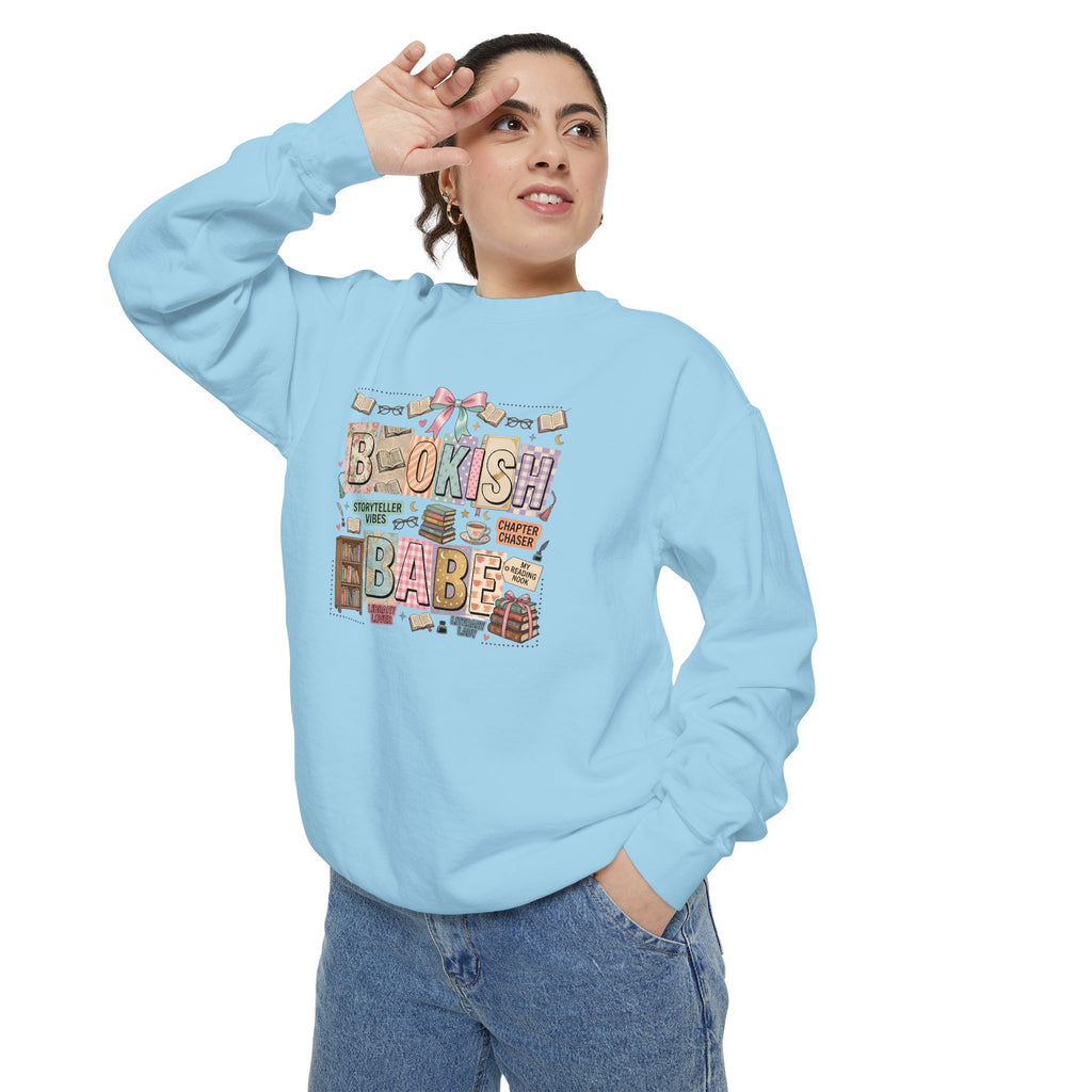 Bookish Babe Sweatshirt — Cute Pastel Reading Graphic Crewneck