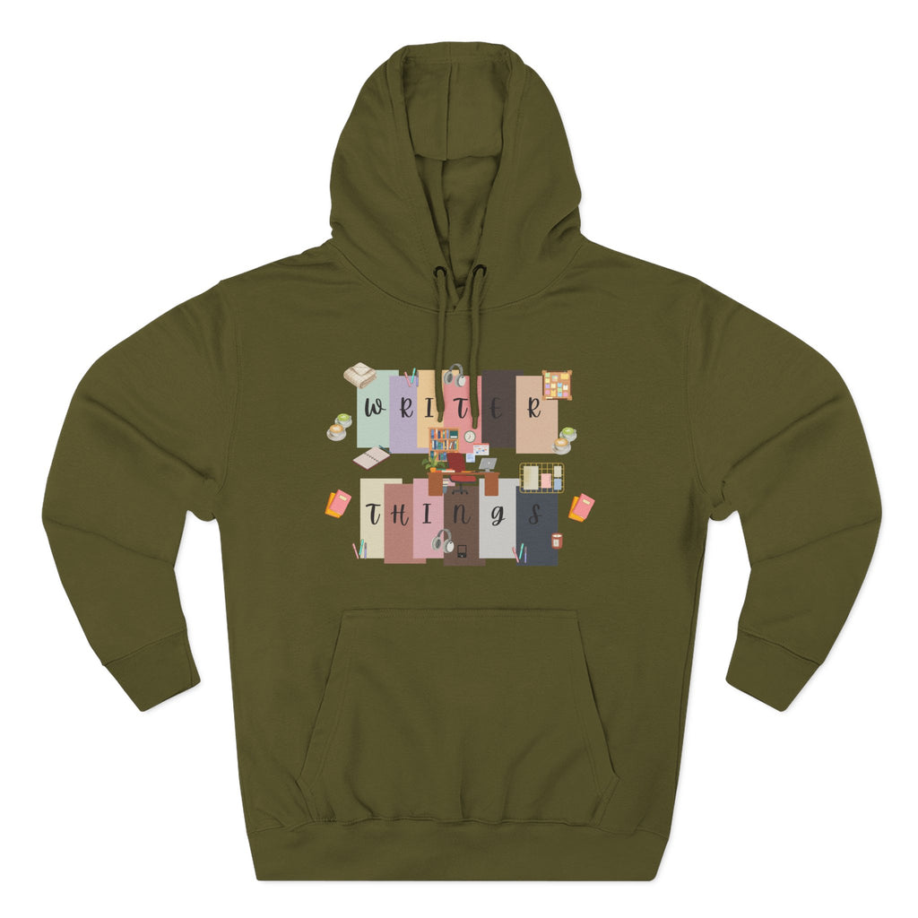 Writer Hoodie — Retro Collage Graphic "Writer Things" Comfort Pullover