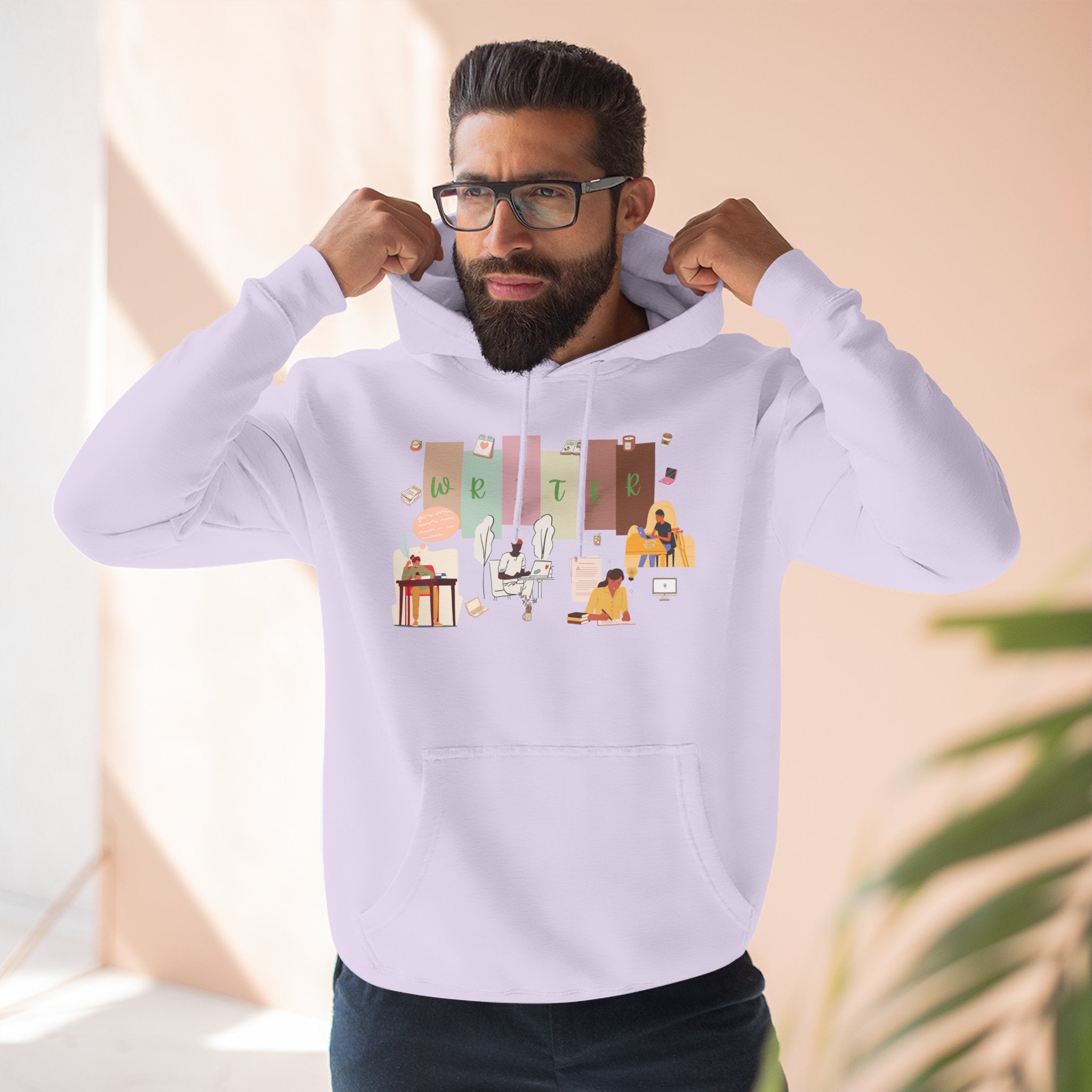 Writer Hoodie — Cozy Typewriter & Notebook Literary Sweatshirt
