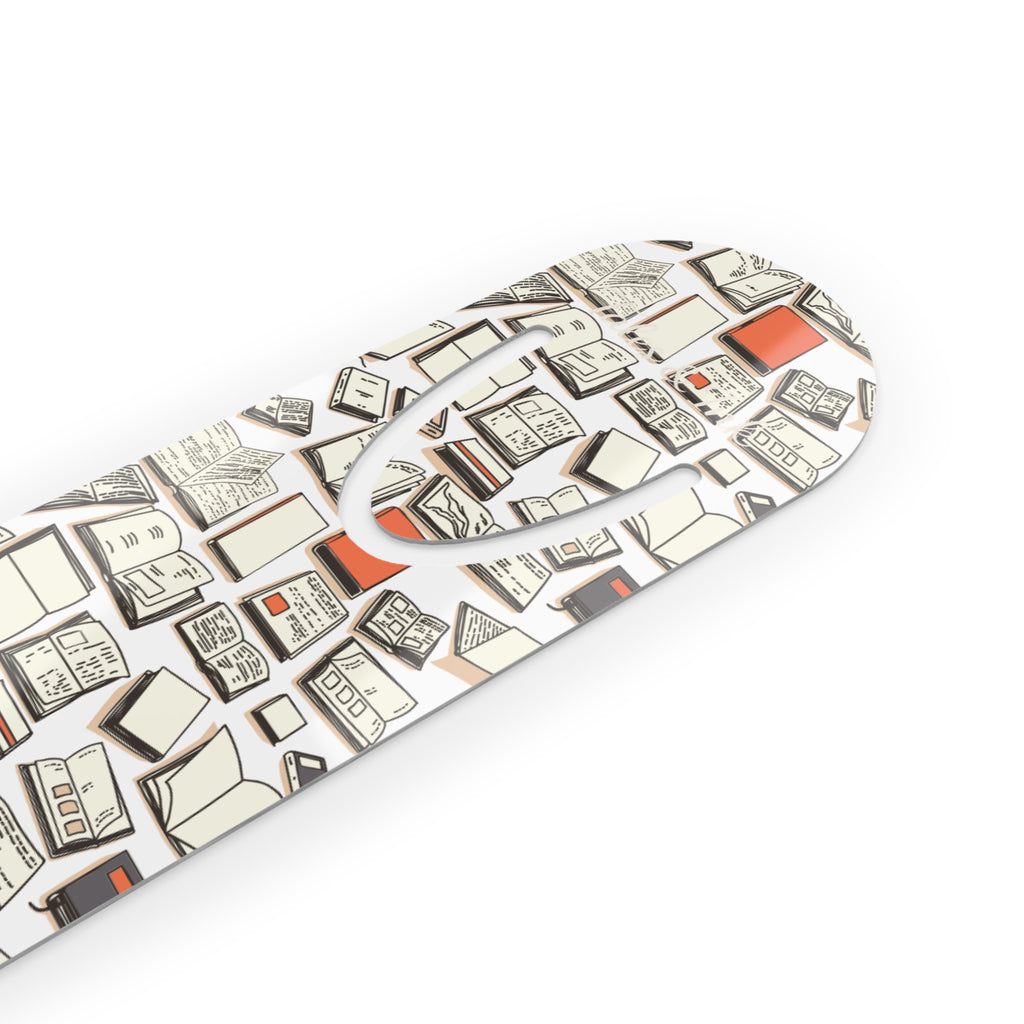 Vintage Books Metal Bookmark — Illustrated Stacked Books Pattern