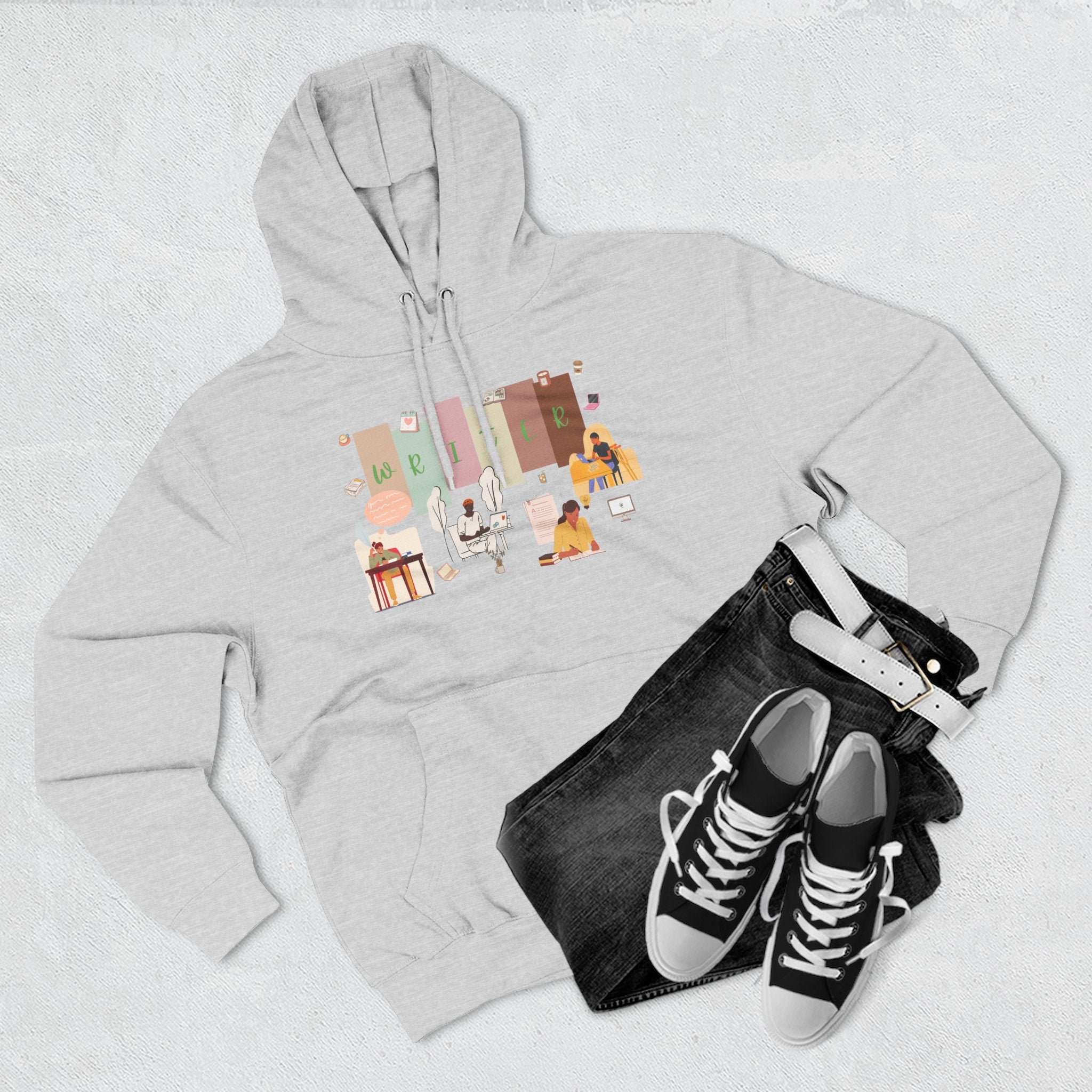 Writer Hoodie — Cozy Typewriter & Notebook Literary Sweatshirt