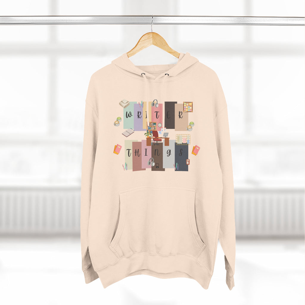 Writer Hoodie — Retro Collage Graphic "Writer Things" Comfort Pullover