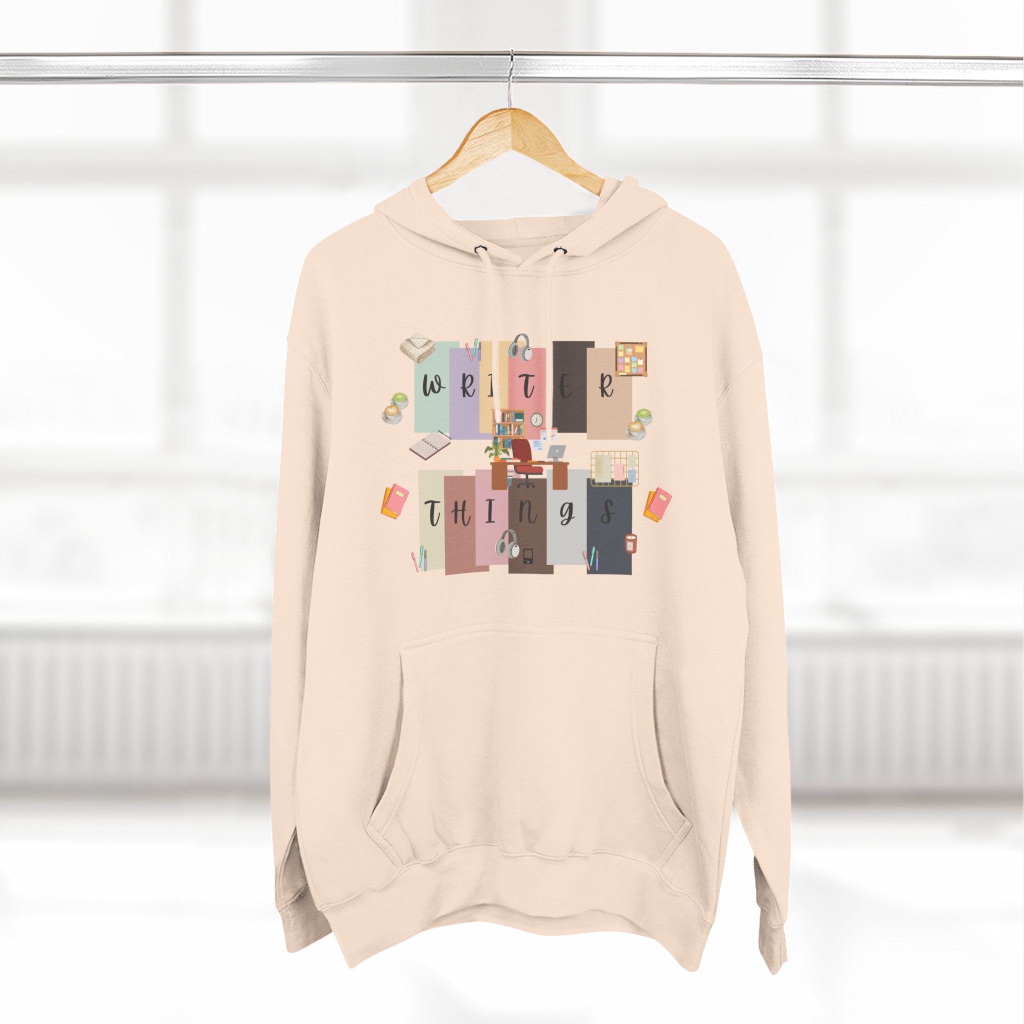 Writer Hoodie — Retro Collage Graphic "Writer Things" Comfort Pullover